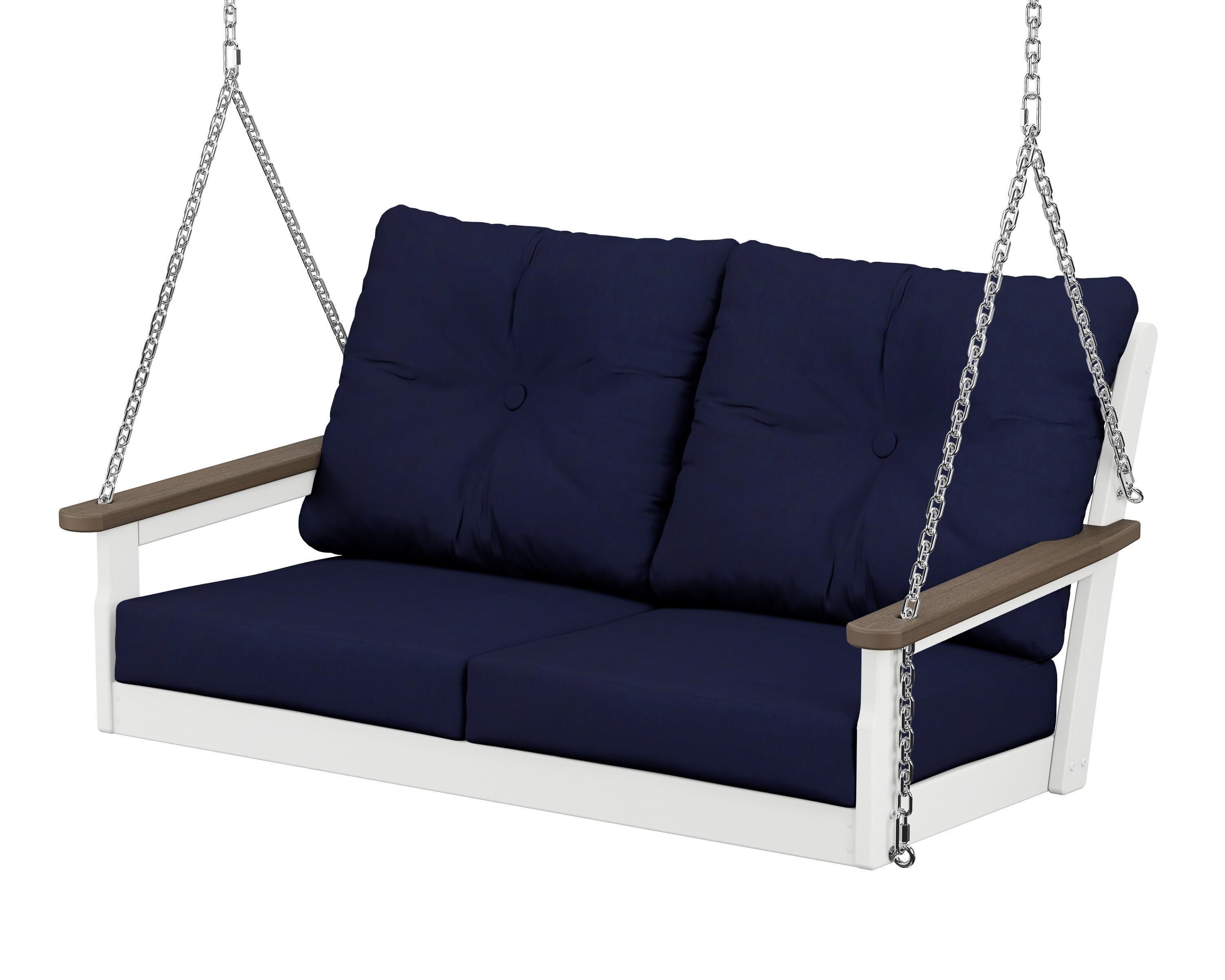 POLYWOOD® Vineyard Deep Seating Swing in White / Kona / Navy