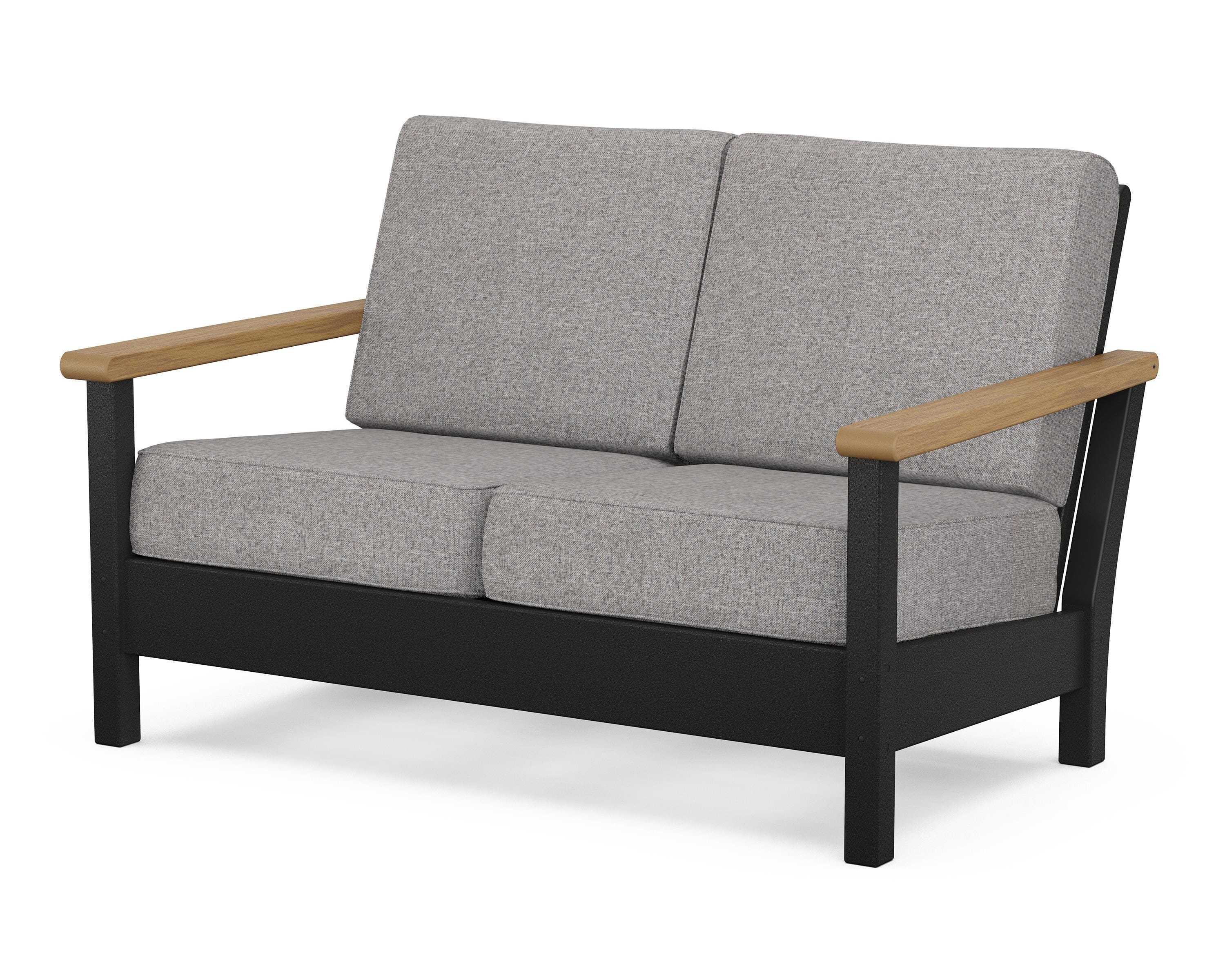 POLYWOOD® Harbour Deep Seating Loveseat in Black / Natural / Grey Mist