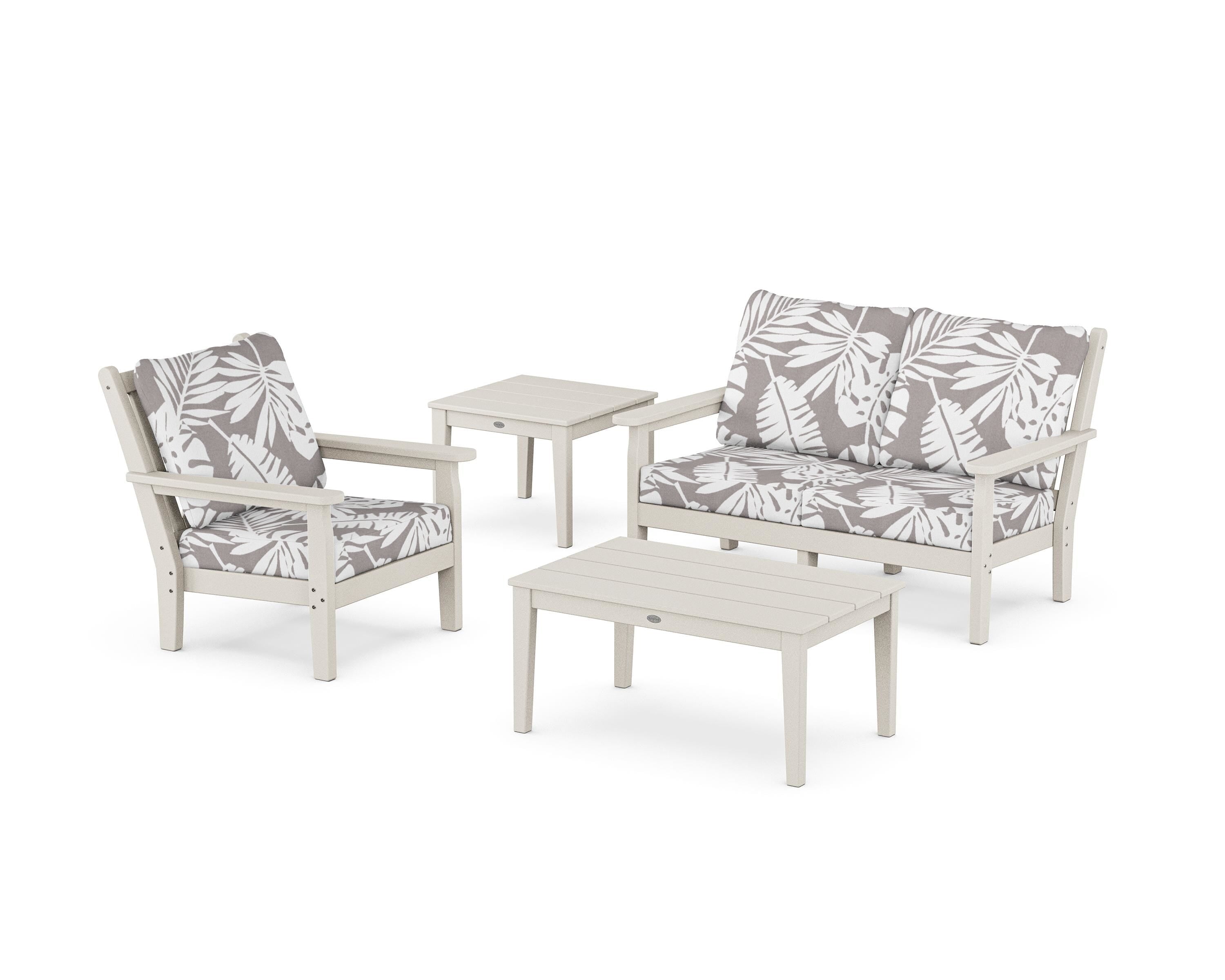 POLYWOOD® Chippendale 4-Piece Deep Seating Set in Sand / Leaf Grey Mist