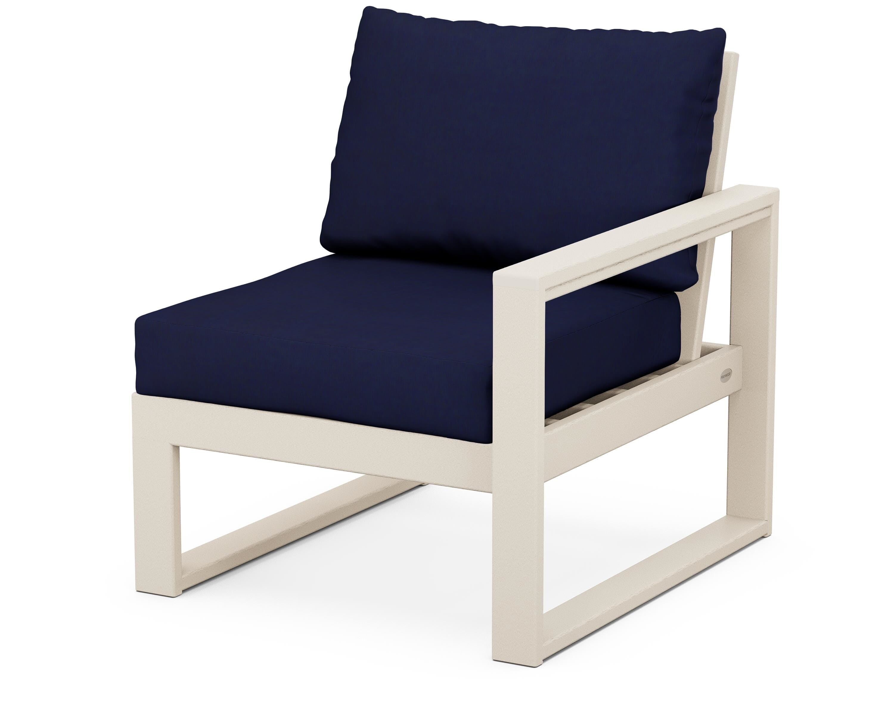 POLYWOOD® EDGE Modular Right Arm Chair in Sand / Navy
