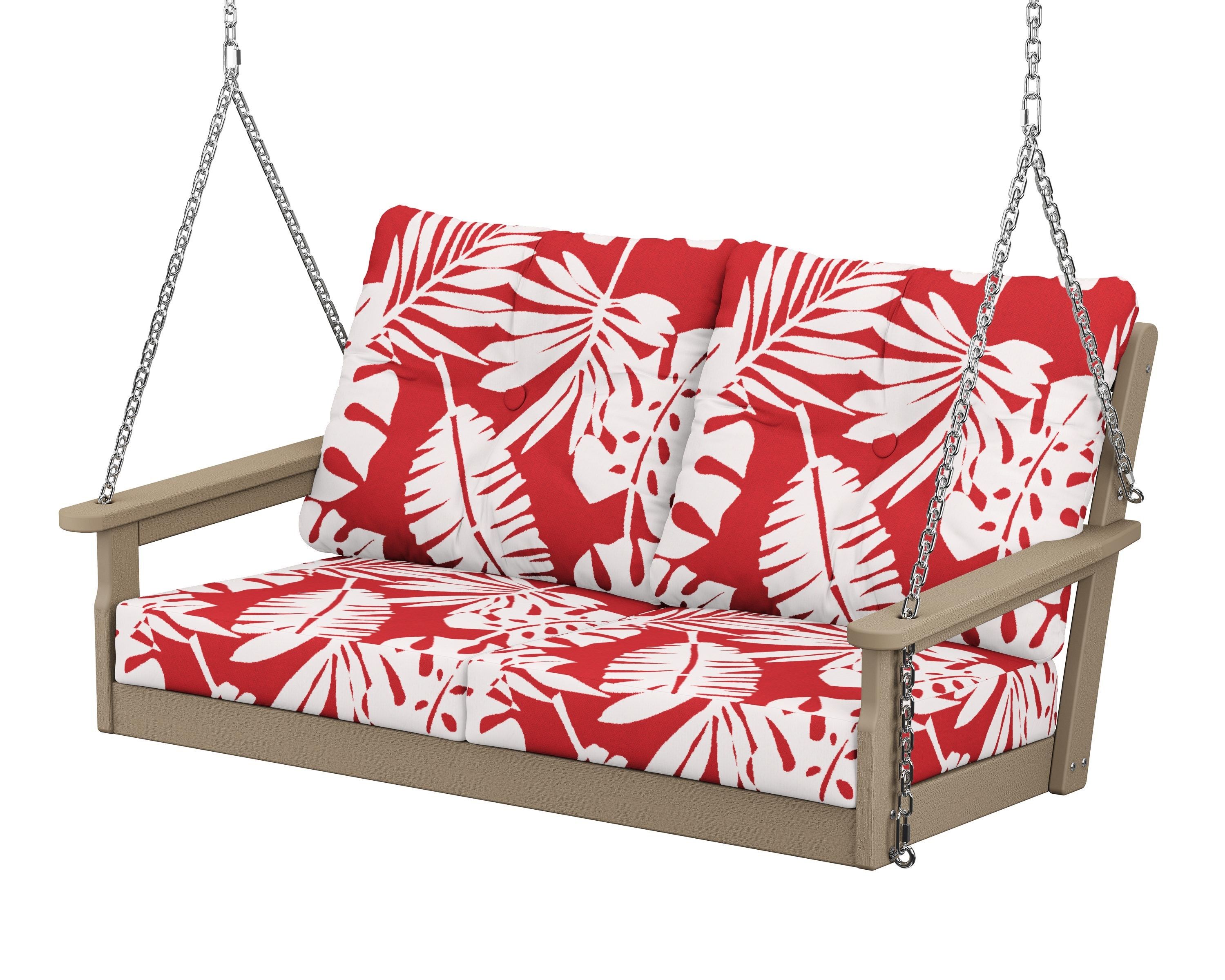 POLYWOOD® Vineyard Deep Seating Swing in Vintage Sahara / Leaf Crimson
