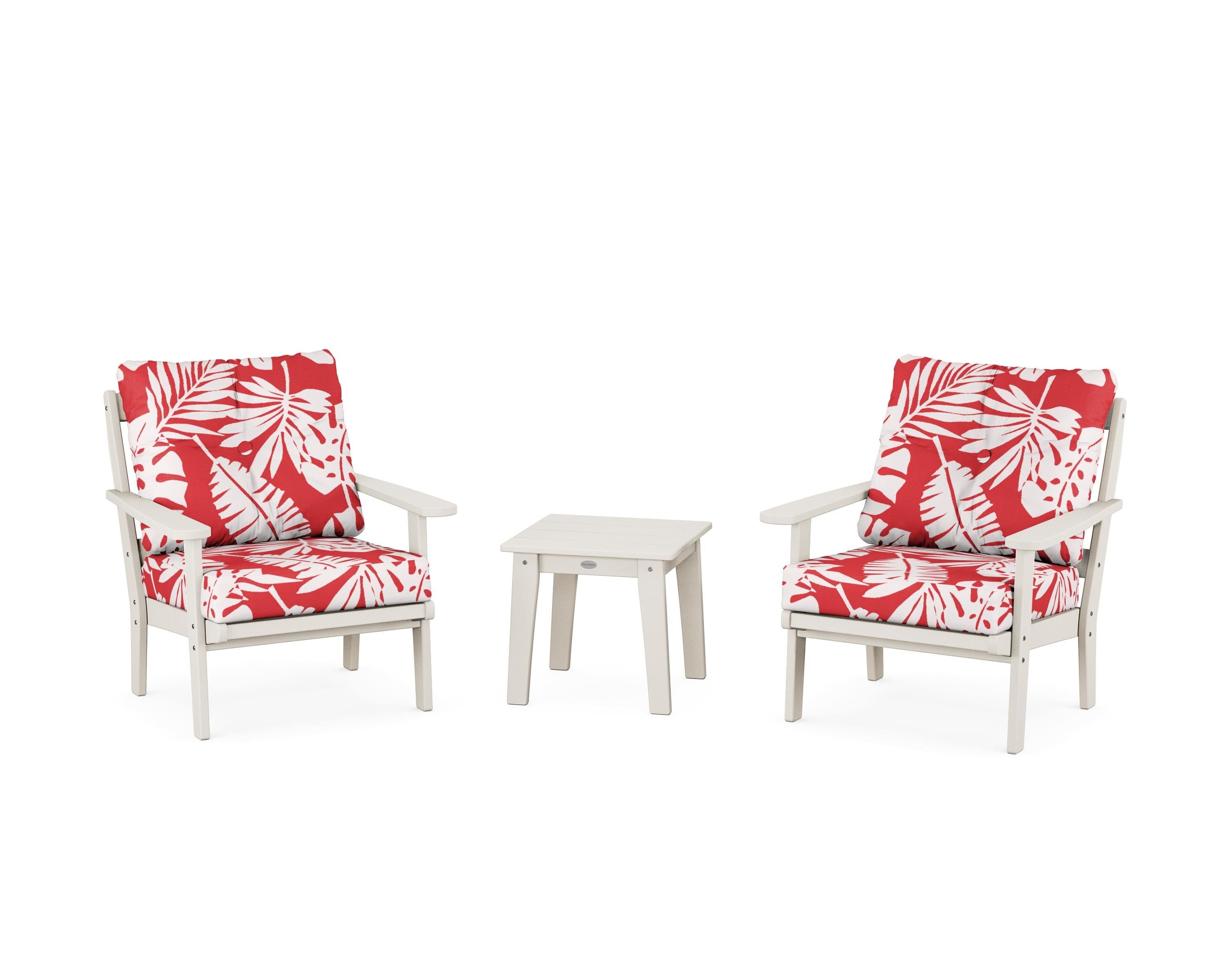 POLYWOOD® Mission 3-Piece Deep Seating Set in Sand / Leaf Crimson
