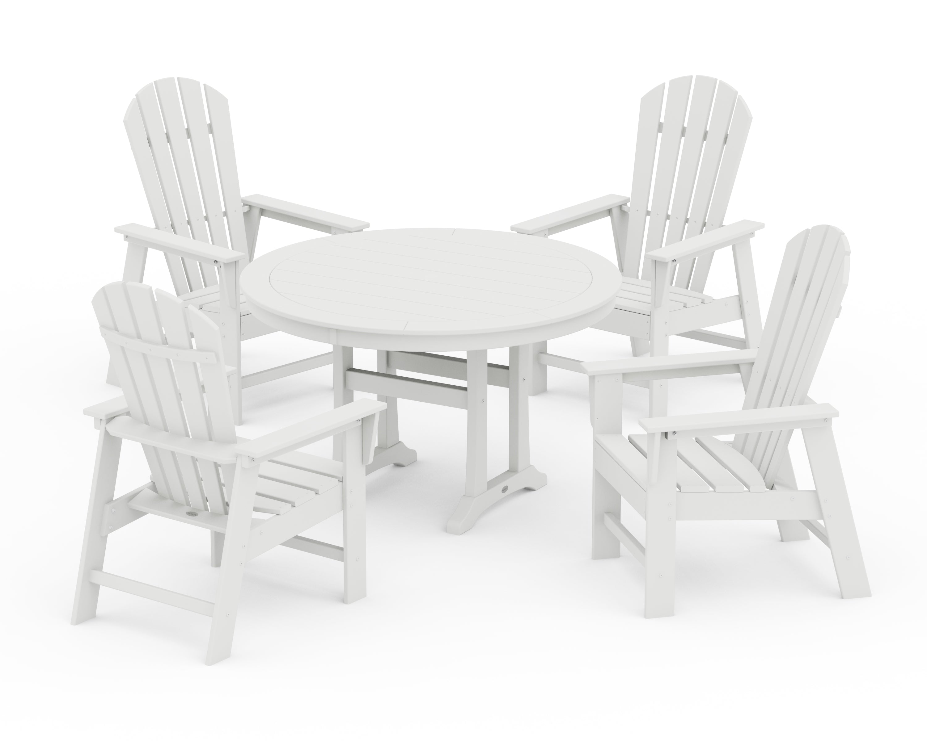 POLYWOOD® South Beach 5-Piece Round Dining Set with Trestle Legs in White