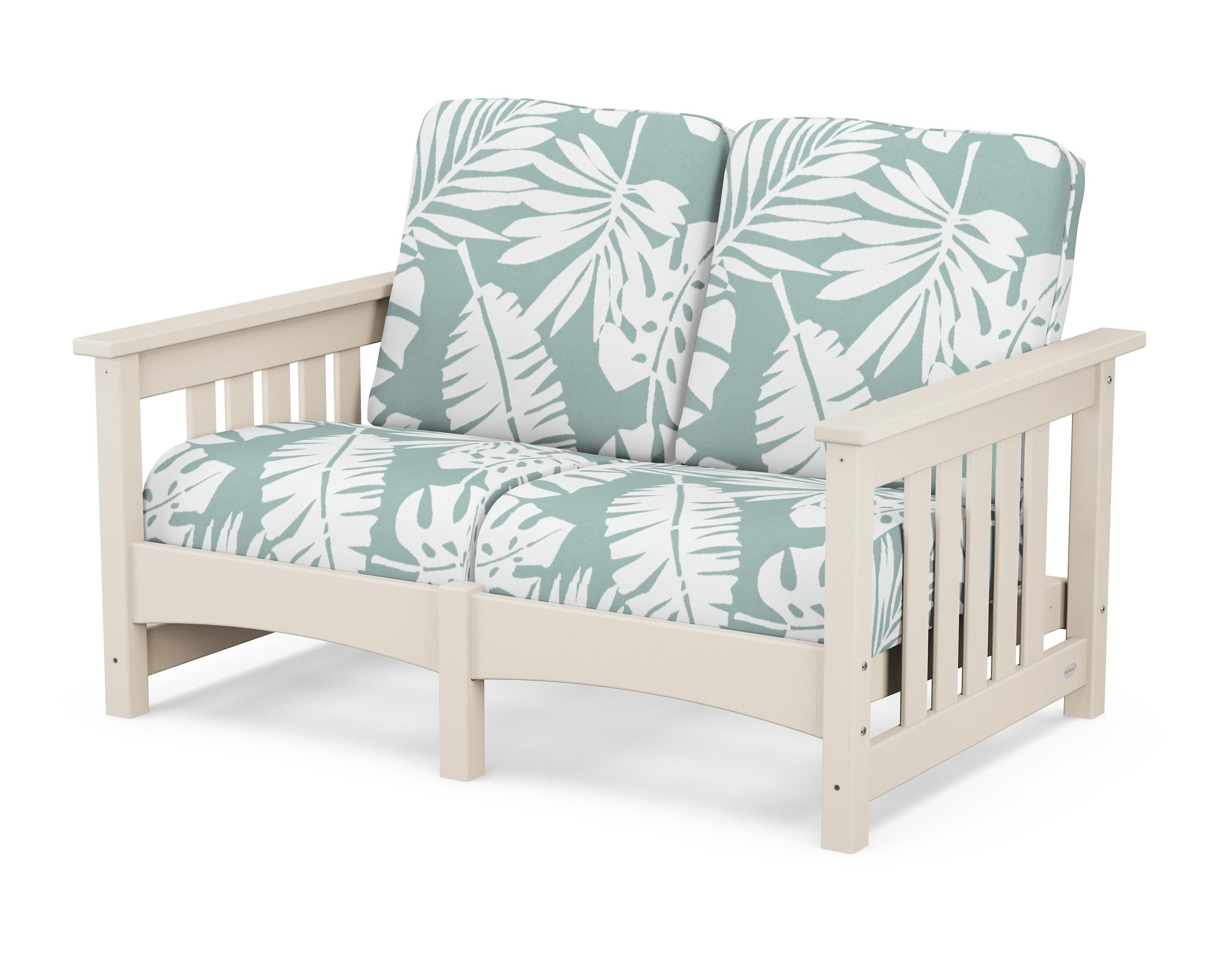 POLYWOOD® Club Mission Loveseat in Sand / Leaf Glacier Spa