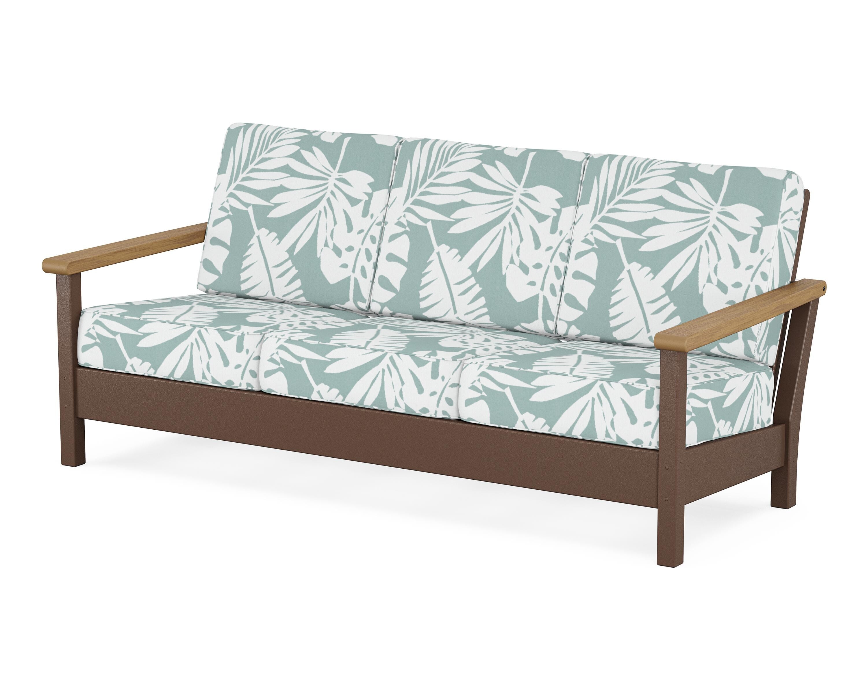POLYWOOD® Harbour Deep Seating Sofa in Mahogany / Natural / Leaf Glacier Spa