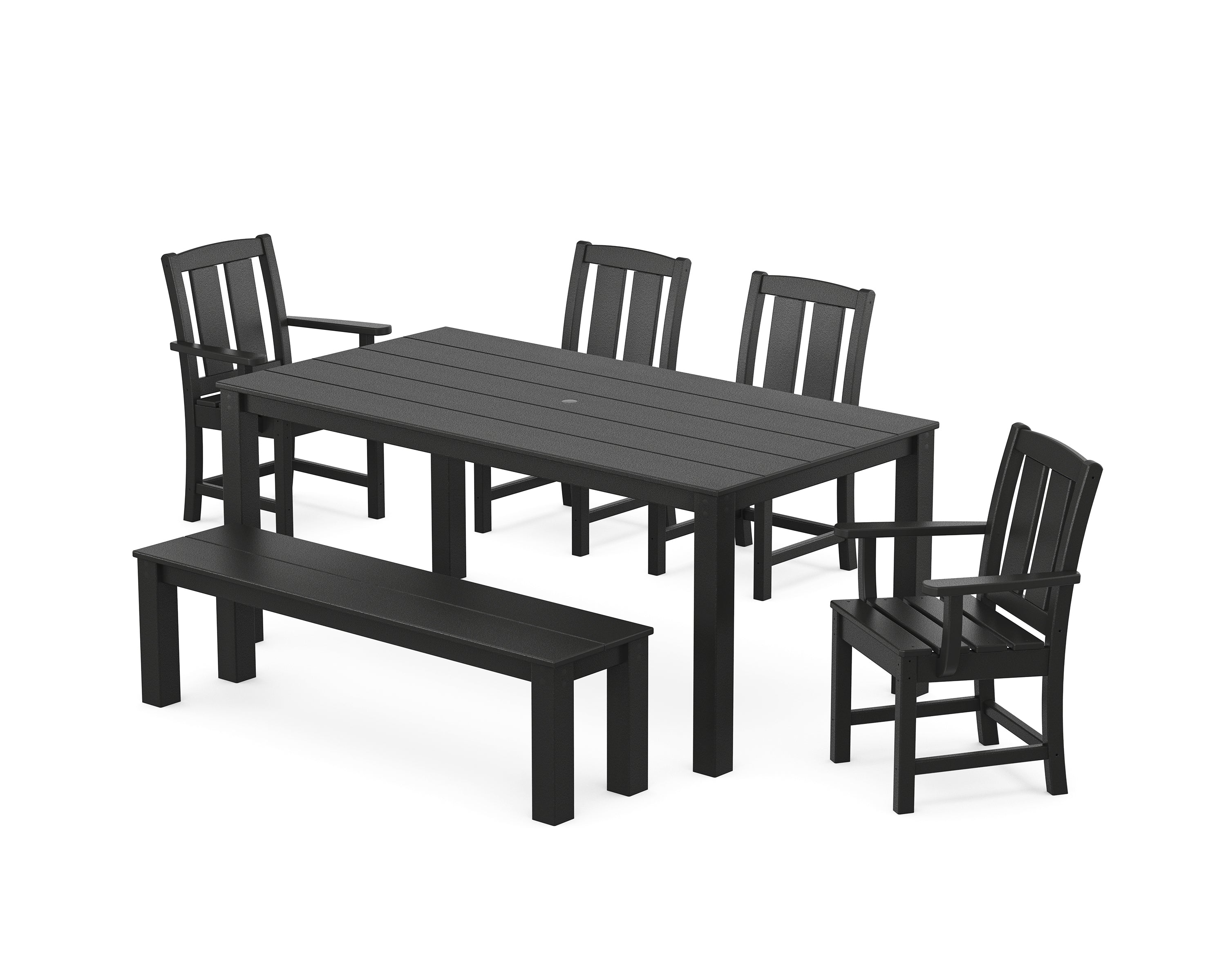 POLYWOOD® Mission 6-Piece Parsons Dining Set with Bench in Black