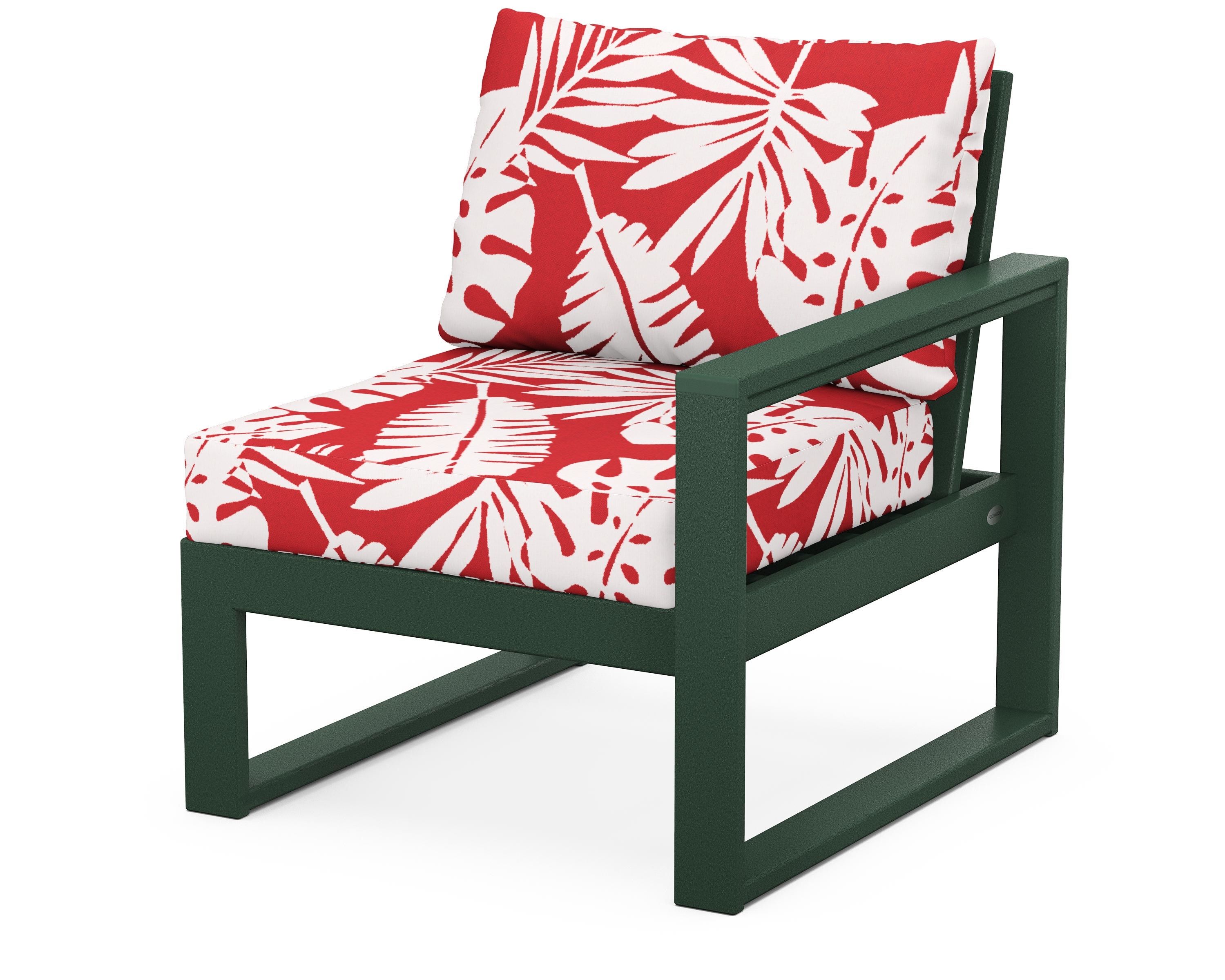POLYWOOD® EDGE Modular Right Arm Chair in Green / Leaf Crimson
