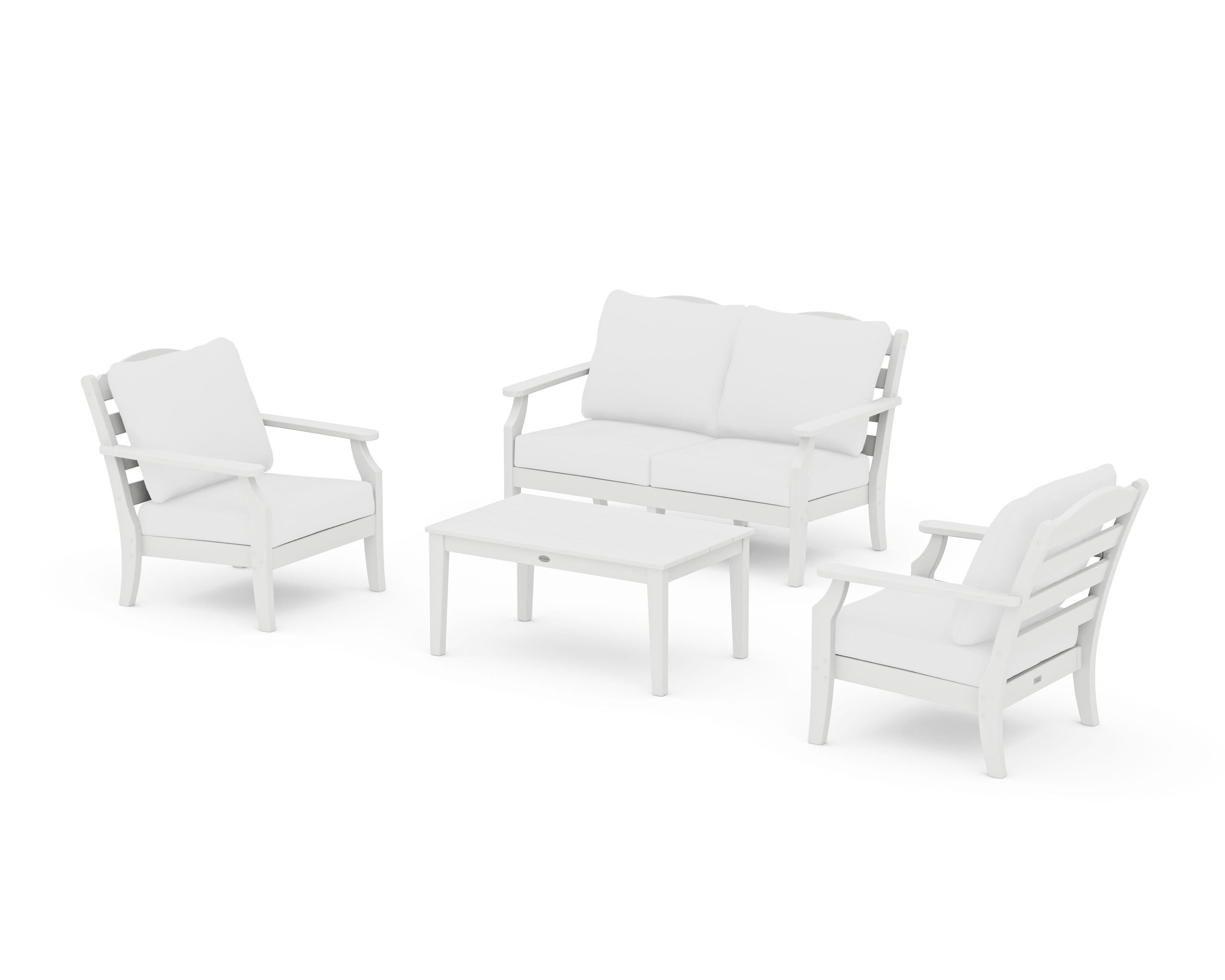 Draper James™ by POLYWOOD® Savannah 4-Piece Deep Seating Set with Loveseat in White / Natural