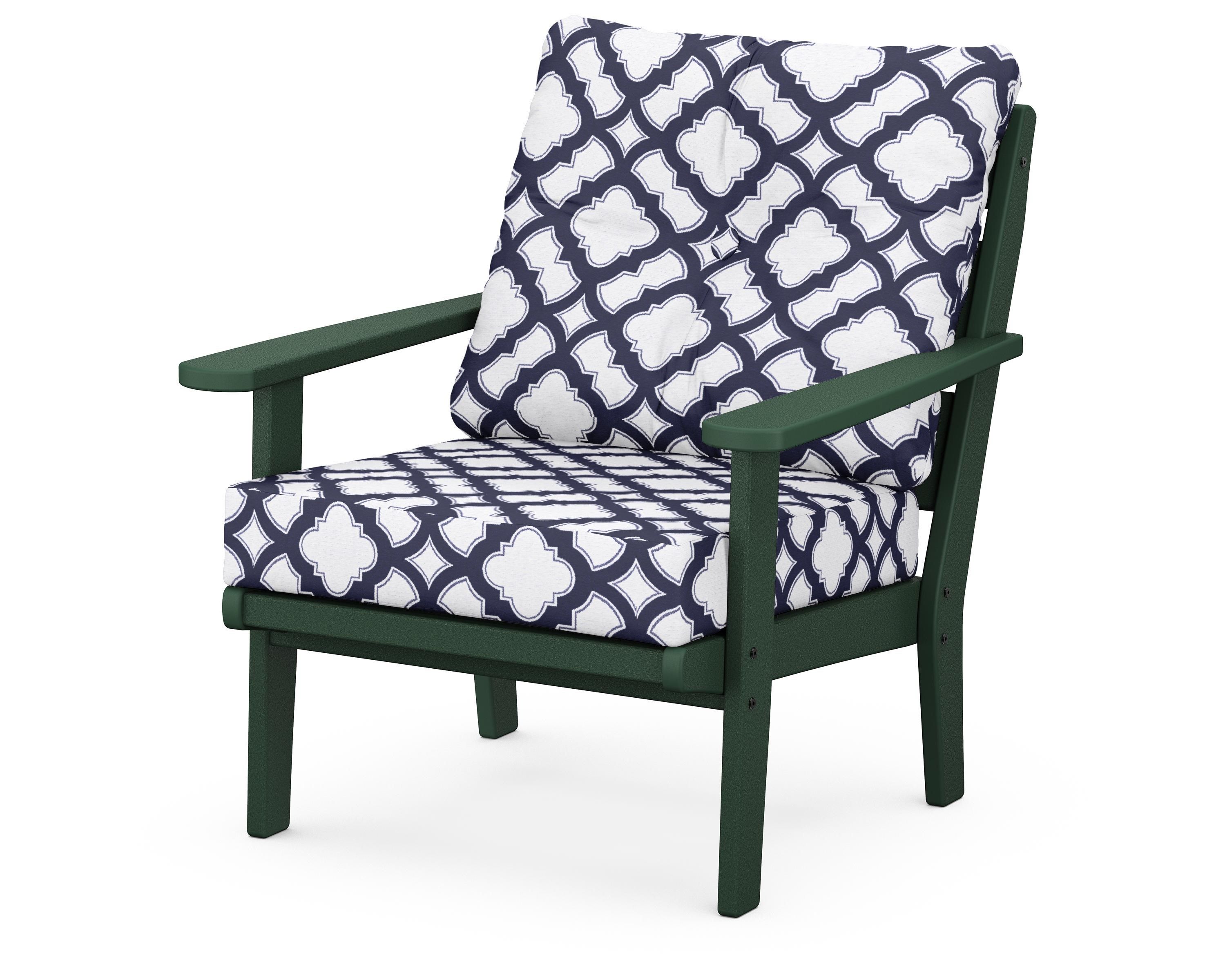 POLYWOOD® Lakeside Deep Seating Chair in Green / Trellis Navy