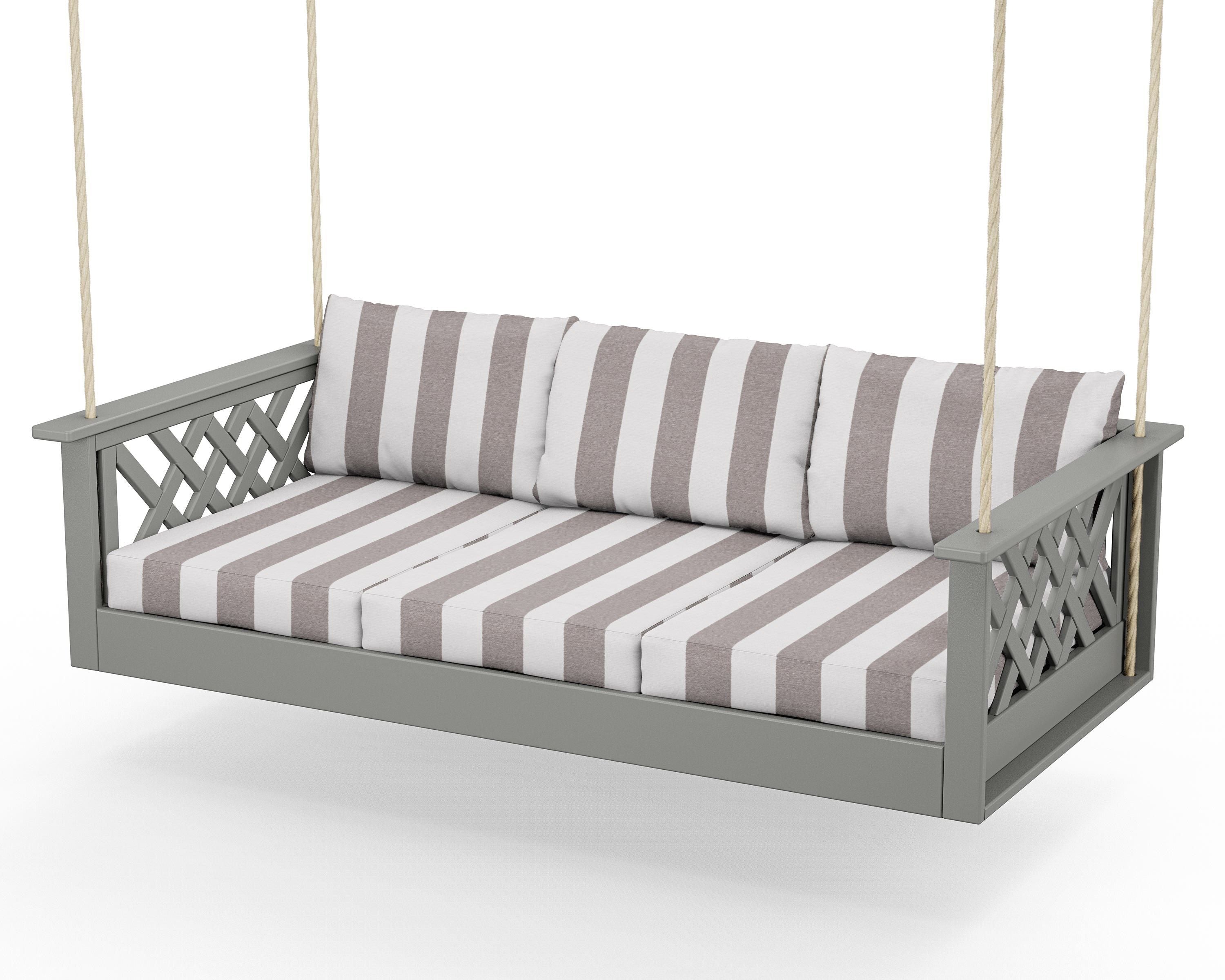 Country Living Wovendale Daybed Swing in Slate Grey / Cabana Stripe Grey Mist