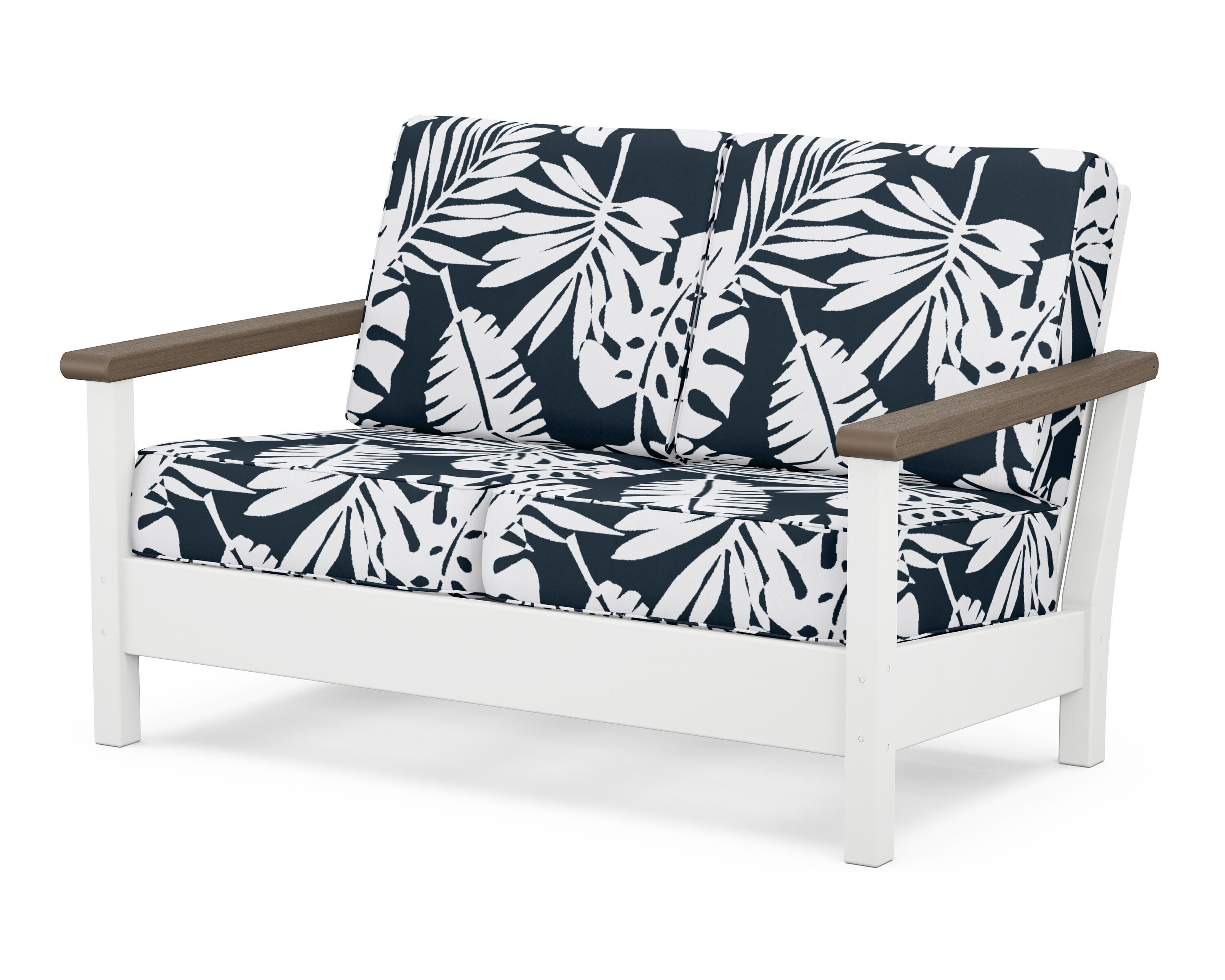 POLYWOOD® Harbour Deep Seating Loveseat in White / Kona / Leaf Marine Indigo