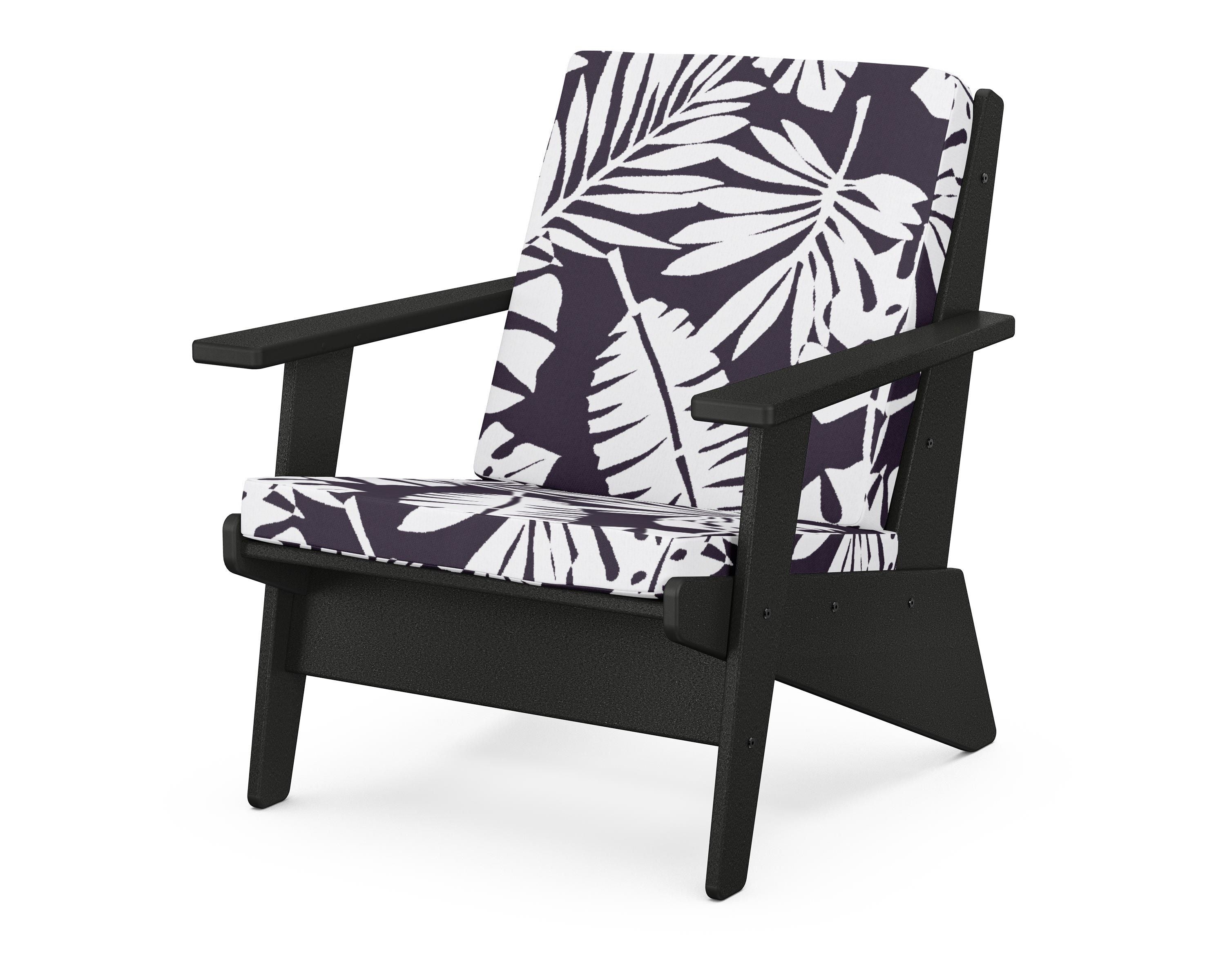 POLYWOOD® Riviera Modern Lounge Chair in Black / Leaf Navy