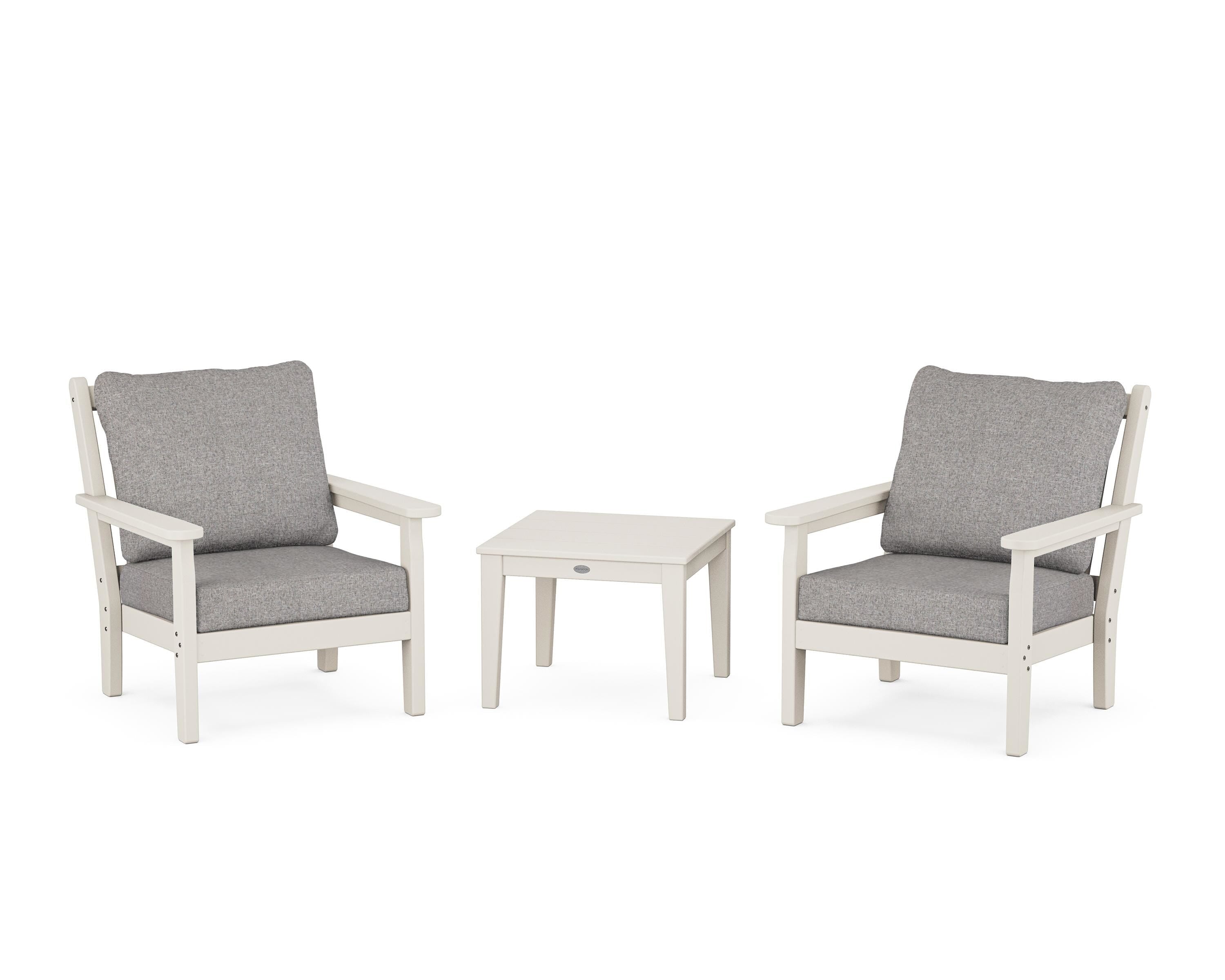 POLYWOOD® Chippendale 3-Piece Deep Seating Set in Sand / Grey Mist