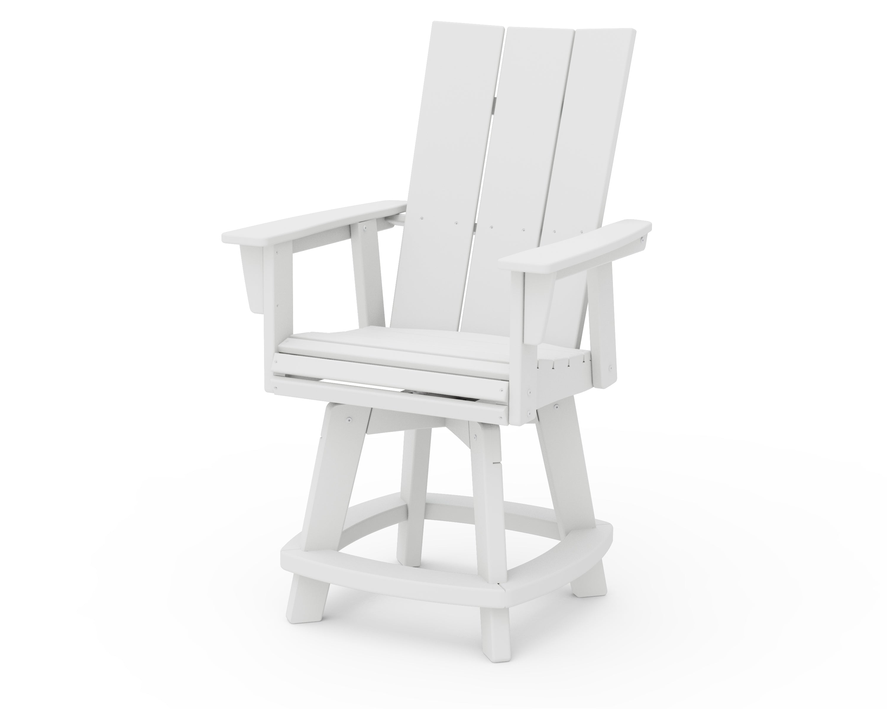 POLYWOOD® Modern Curveback Adirondack Swivel Counter Chair in White