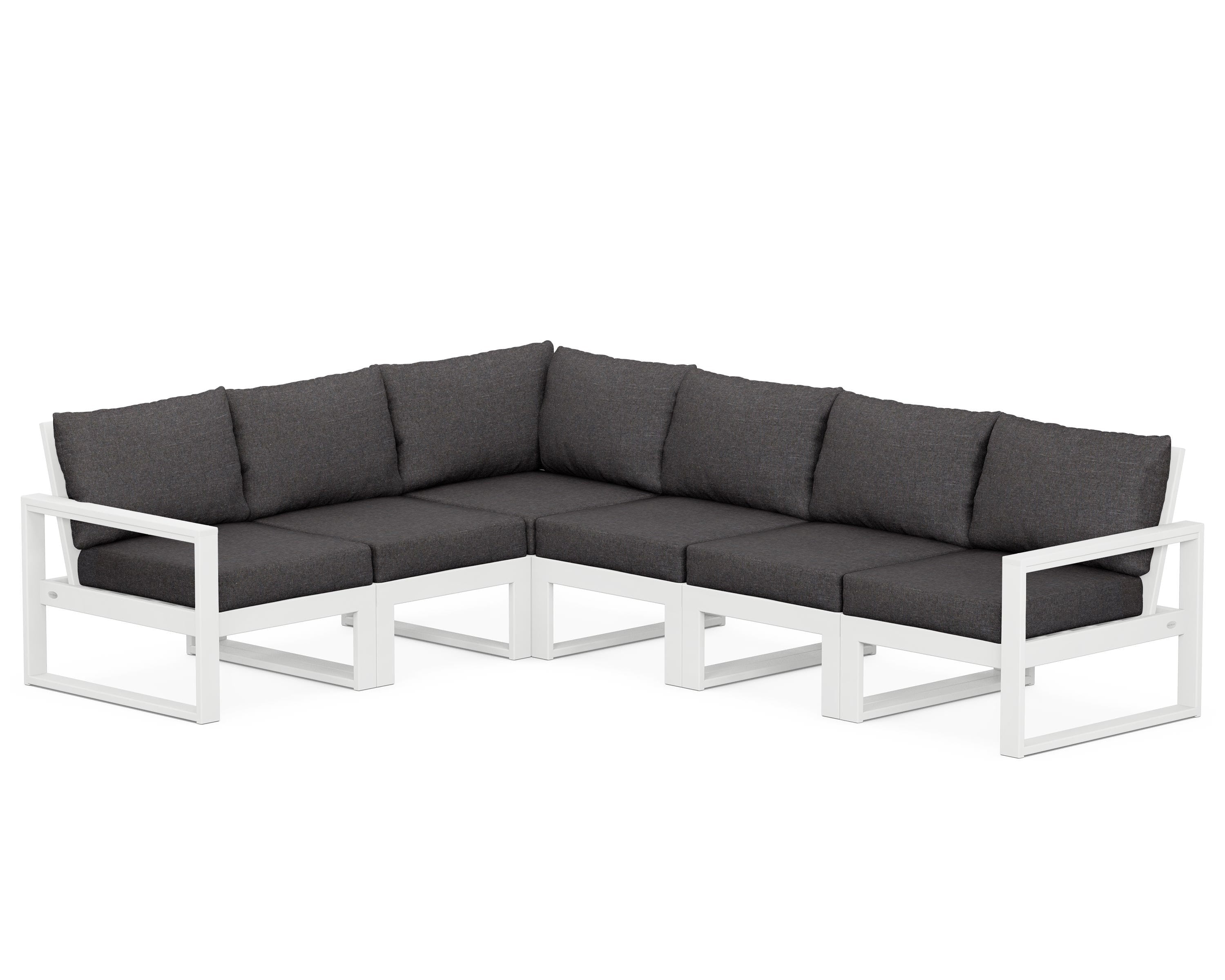 POLYWOOD® EDGE 6-Piece Modular Deep Seating Set in White / Ash Charcoal