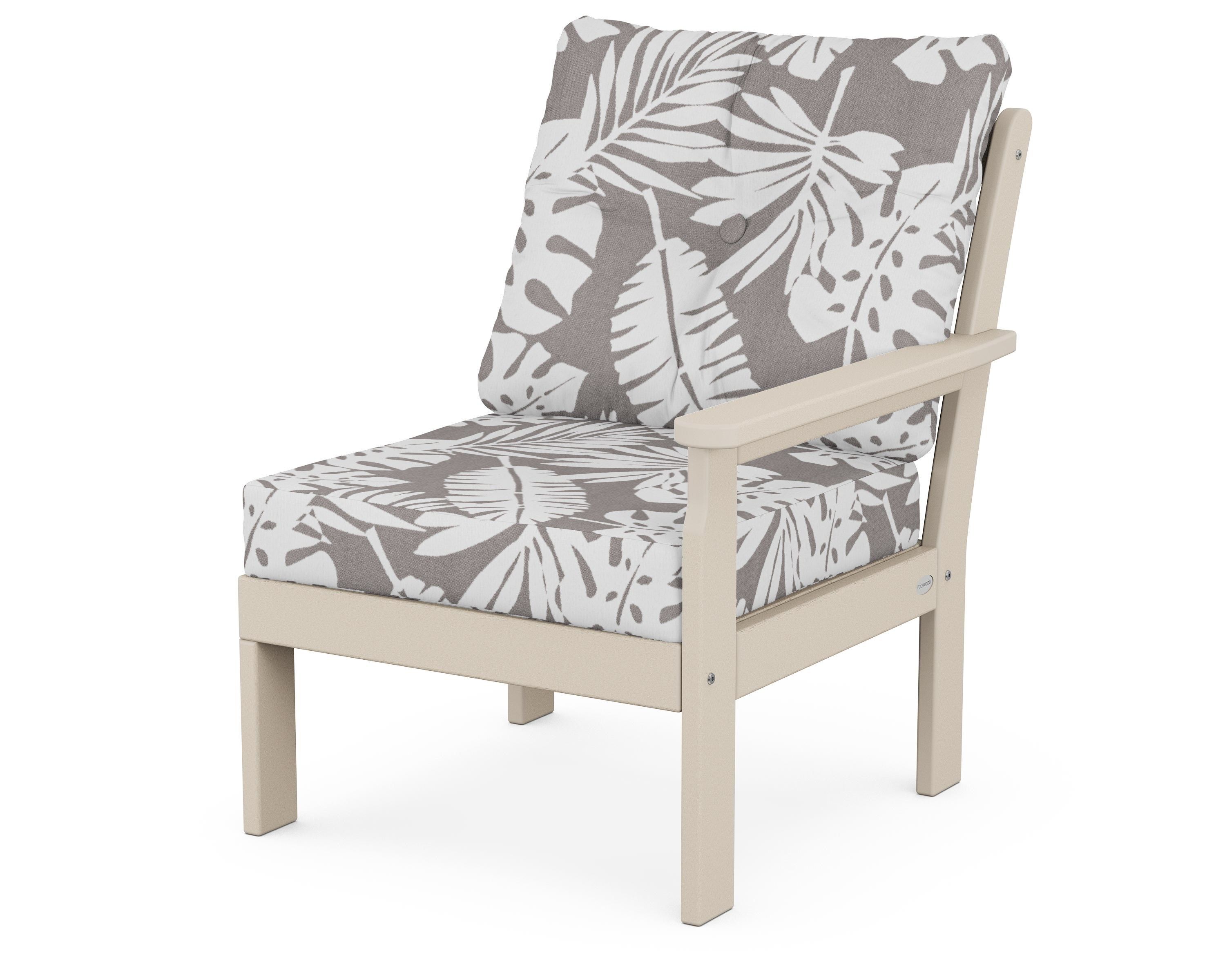 POLYWOOD® Vineyard Modular Right Arm Chair in Sand / Leaf Grey Mist