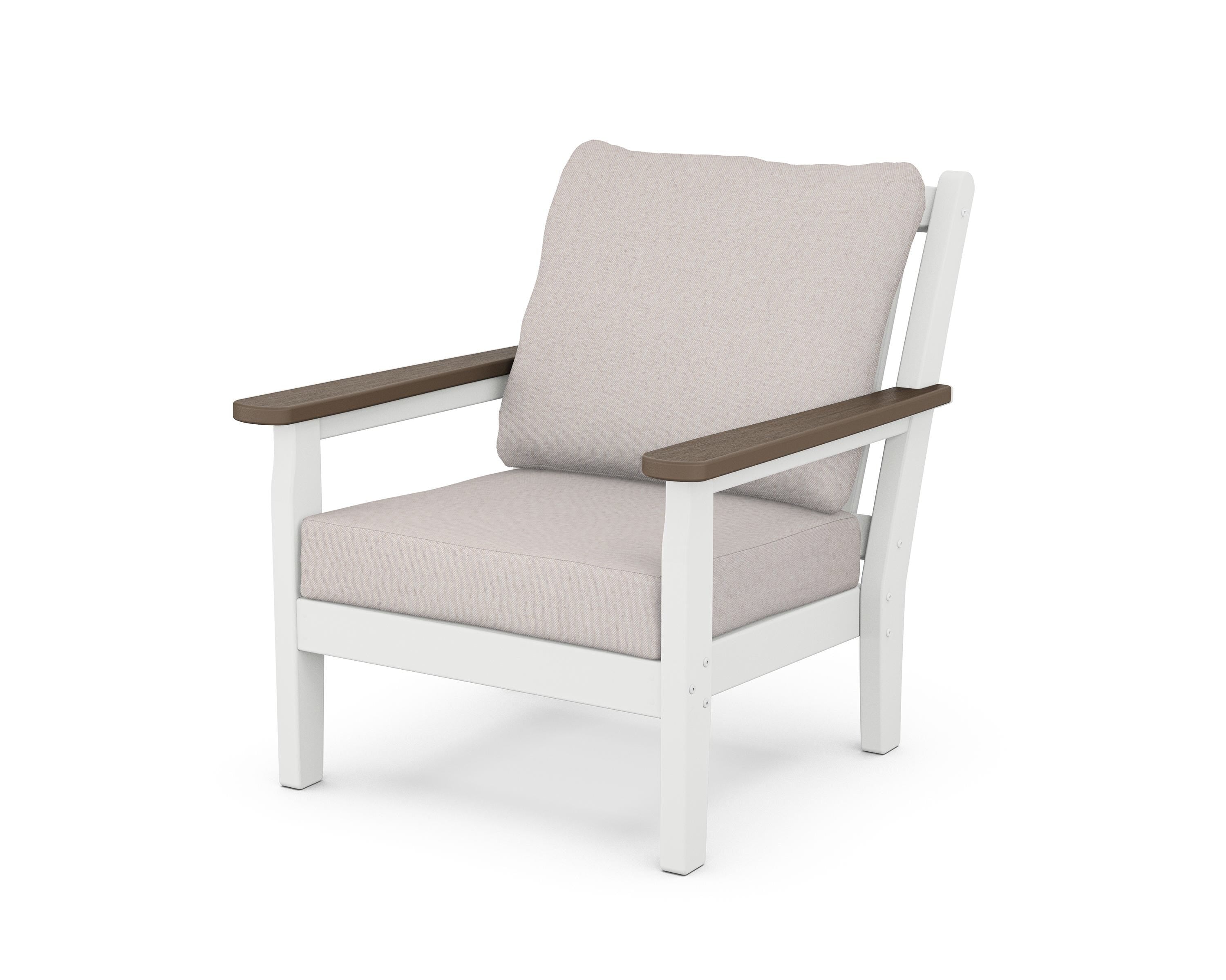 POLYWOOD® Chippendale Deep Seating Chair in White / Kona / Dune Burlap