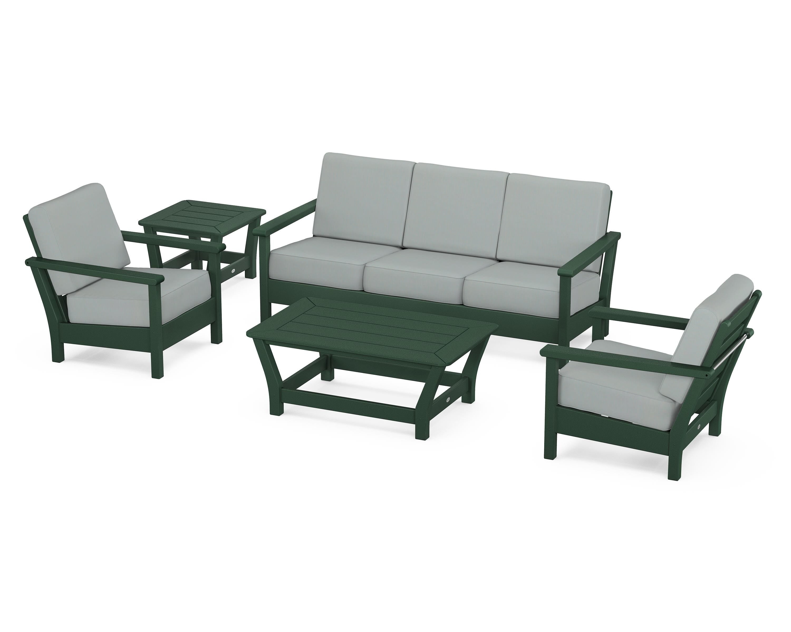 POLYWOOD® Harbour 5-Piece Deep Seating Set in Green / Spa