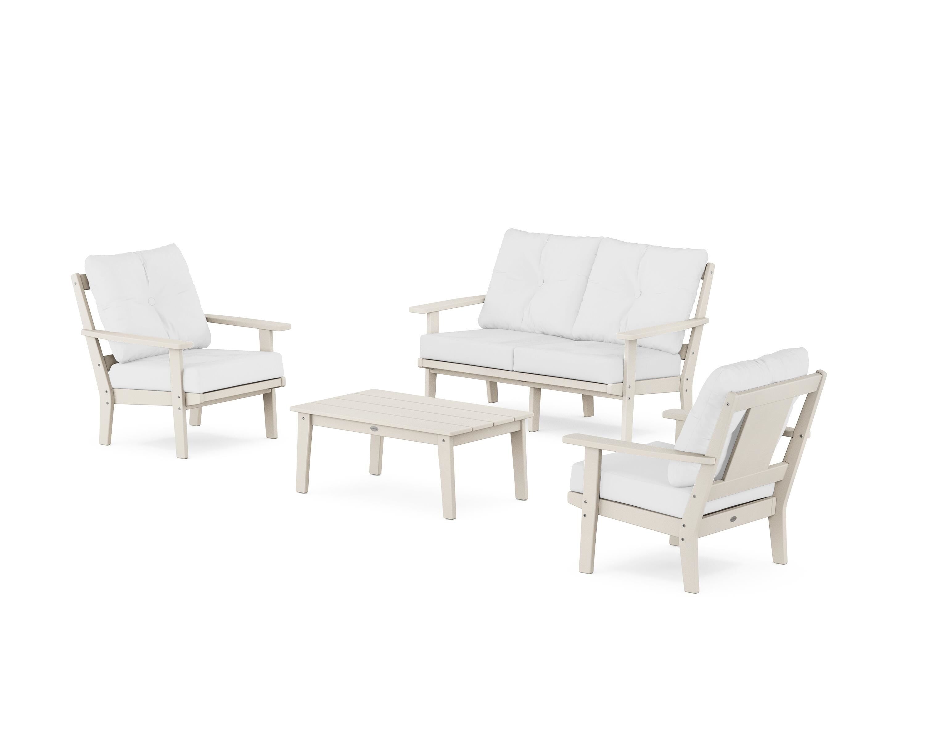 POLYWOOD® Prairie 4-Piece Deep Seating Set with Loveseat in Sand / Natural