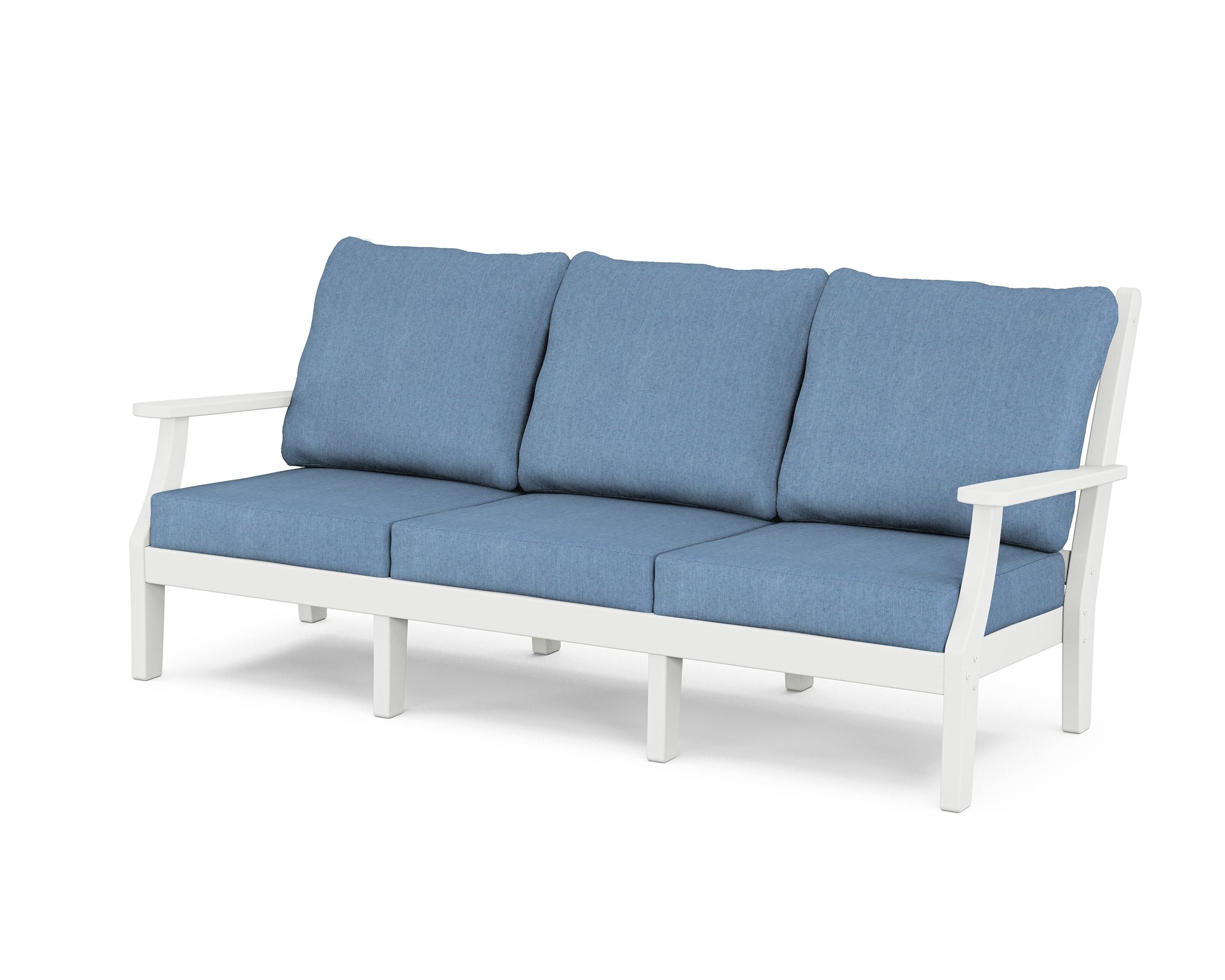 Country Living Wovendale Deep Seating Sofa in White / Sky Blue
