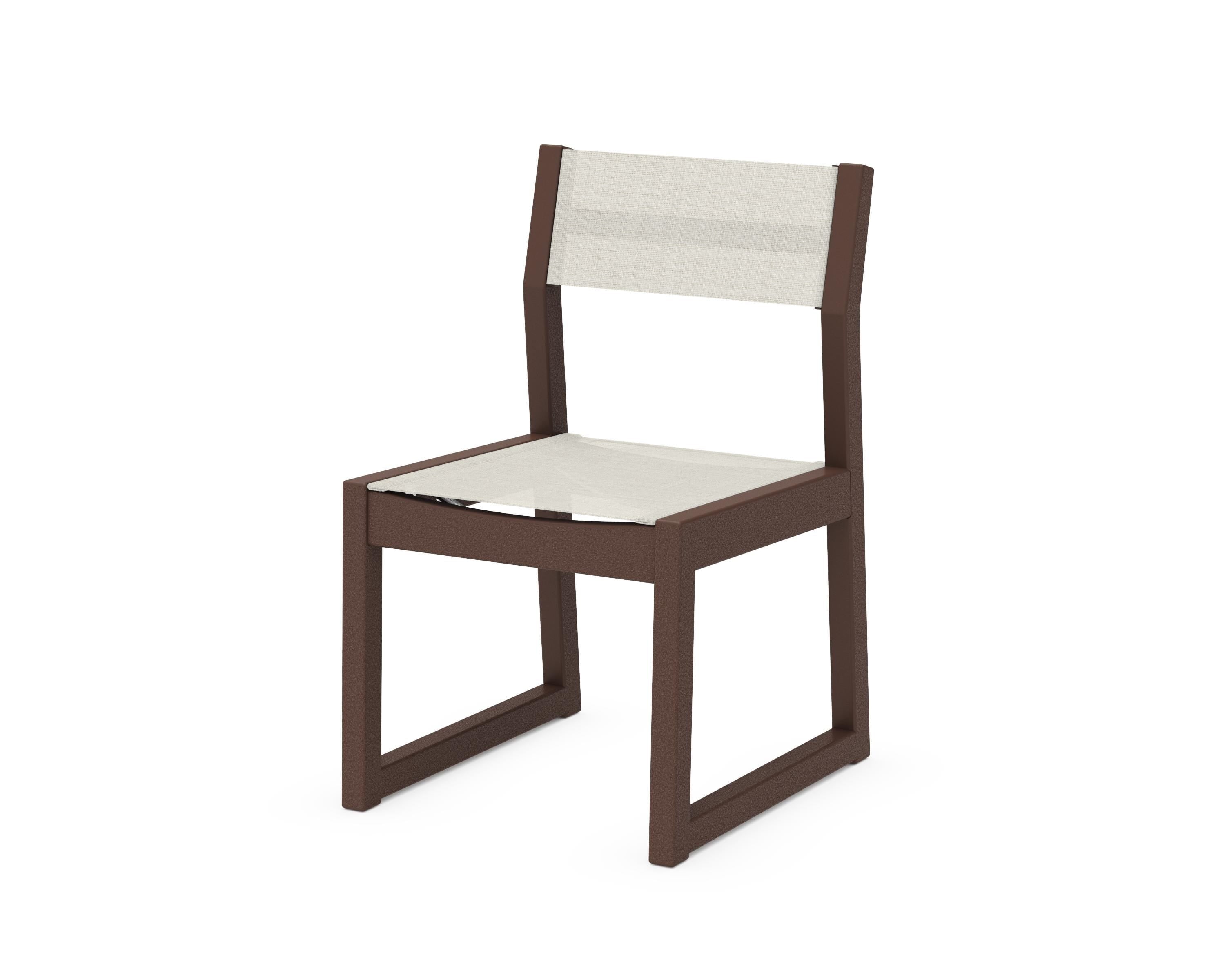POLYWOOD® EDGE Sling Dining Side Chair in Mahogany / Parchment Sling