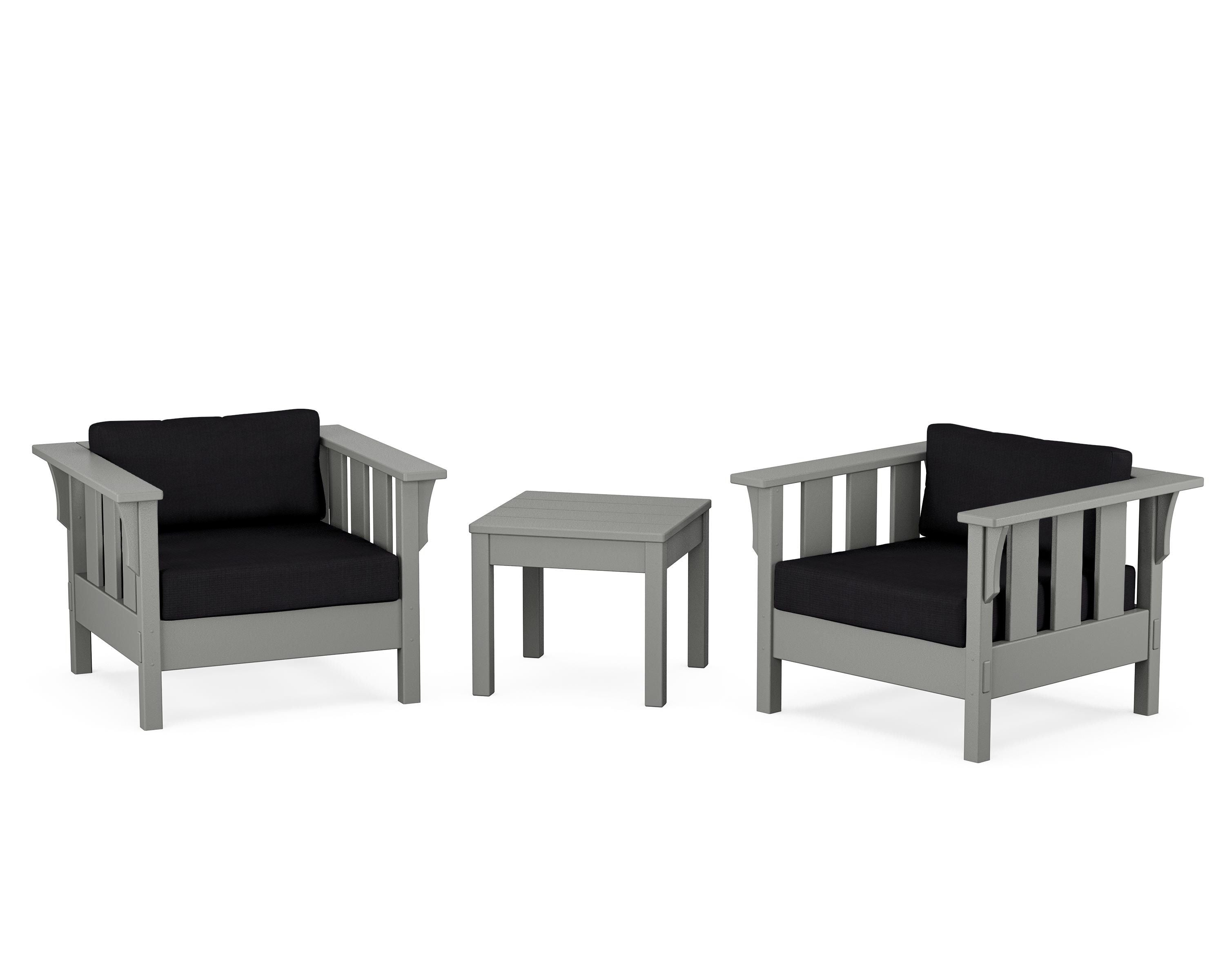 Martha Stewart by POLYWOOD® Acadia 3-Piece Deep Seating Set in Slate Grey / Midnight Linen