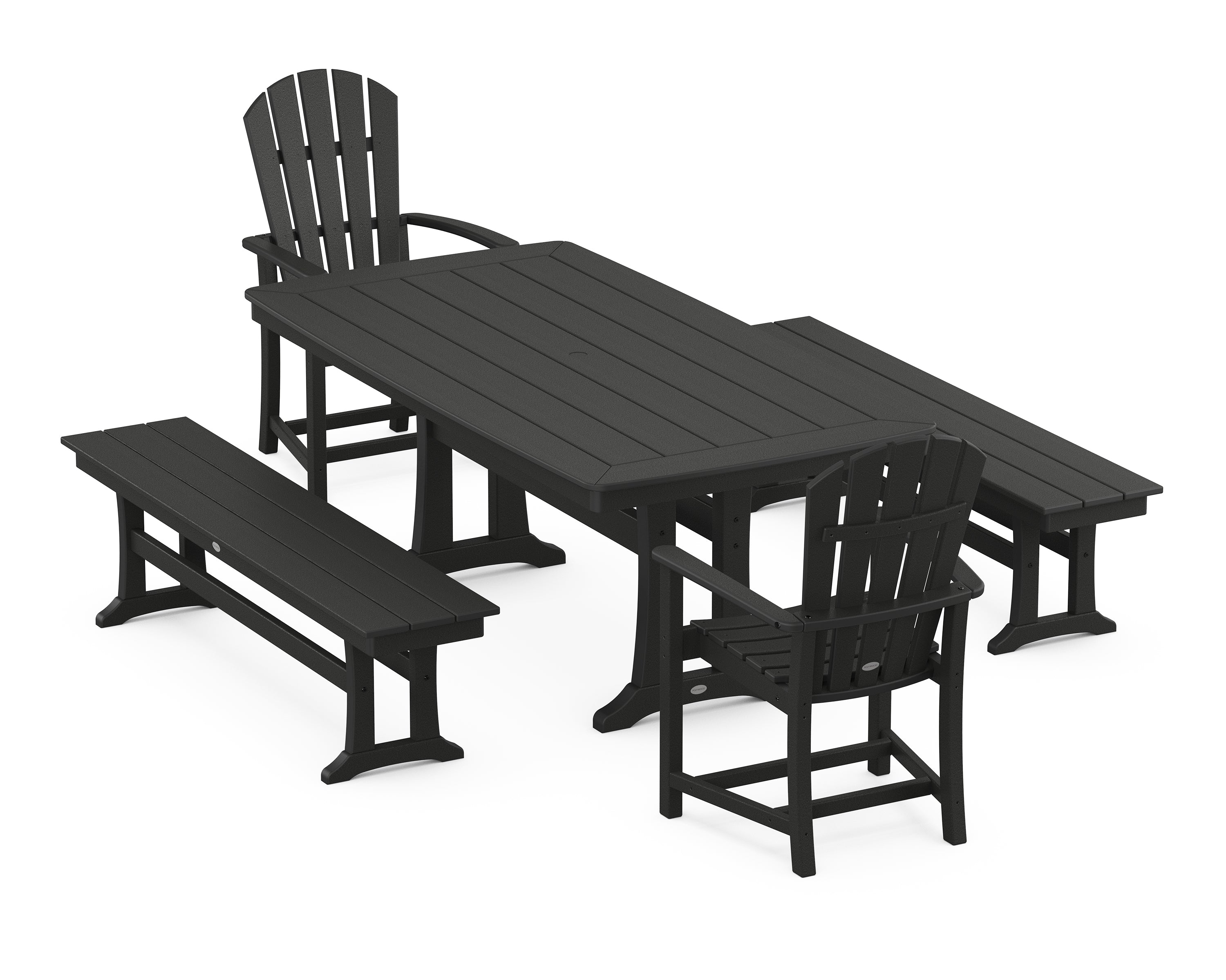 POLYWOOD® Palm Coast 5-Piece Dining Set with Trestle Legs in Black
