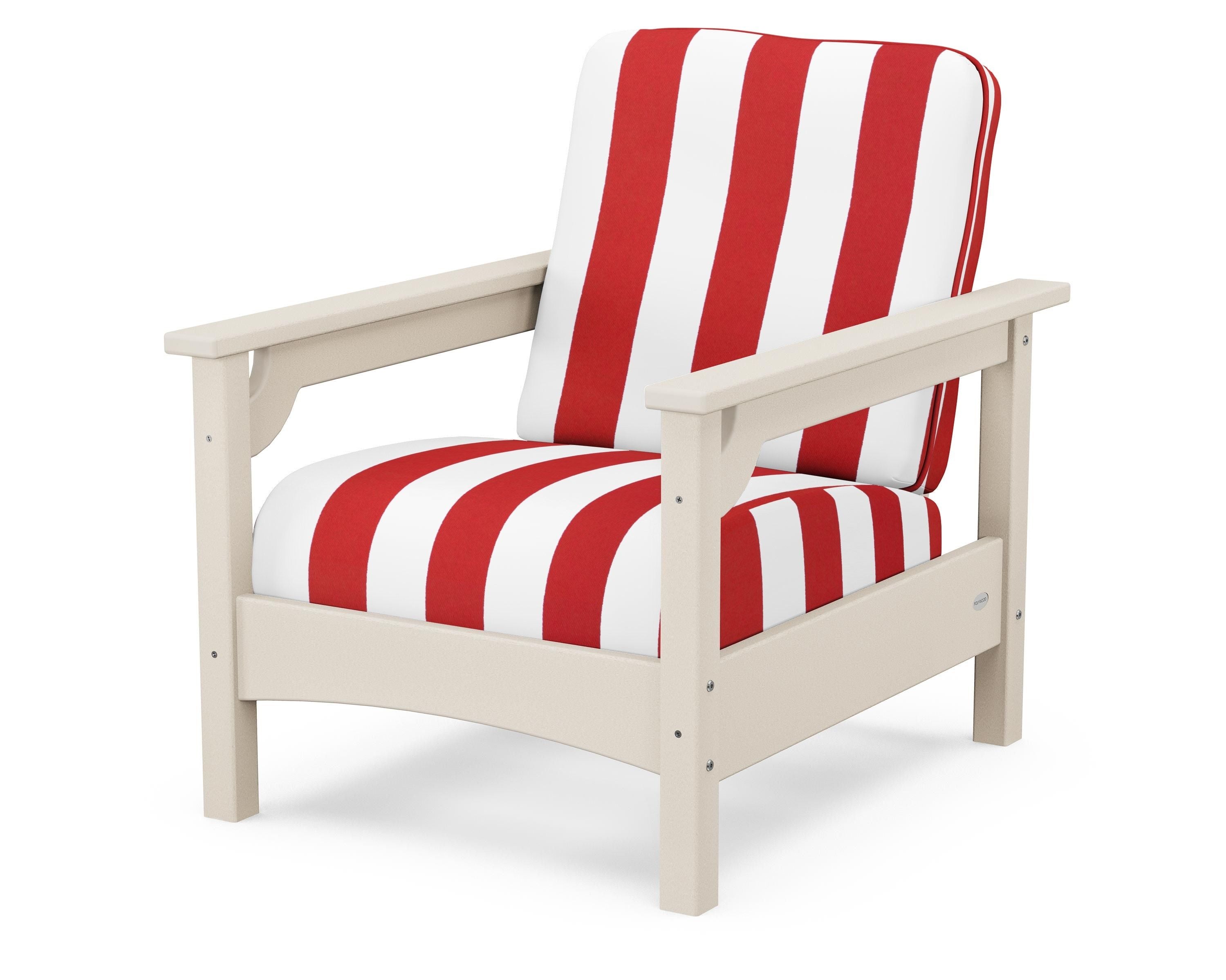 POLYWOOD® Club Chair in Sand / Cabana Stripe Crimson