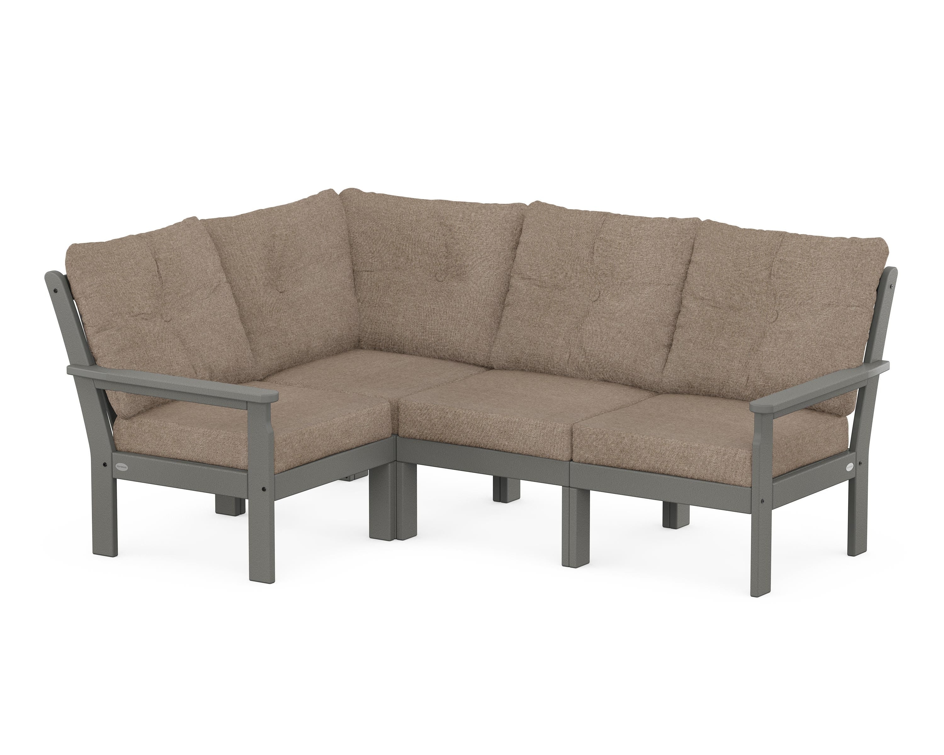 POLYWOOD® Vineyard 4-Piece Sectional in Slate Grey / Spiced Burlap