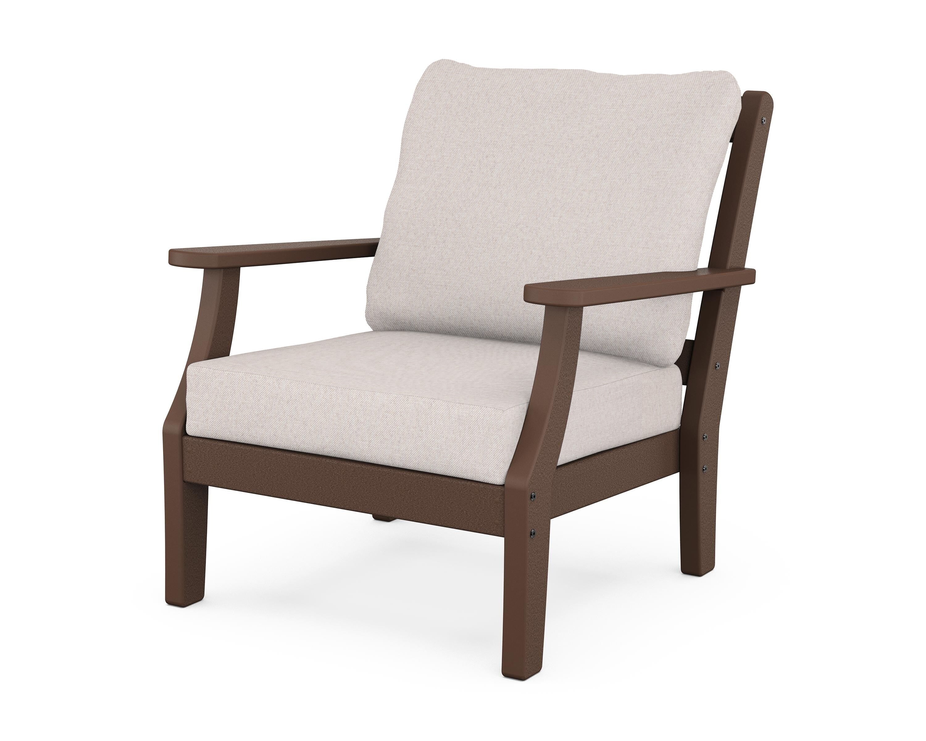 Martha Stewart by POLYWOOD® Chinoiserie Deep Seating Chair in Mahogany / Dune Burlap