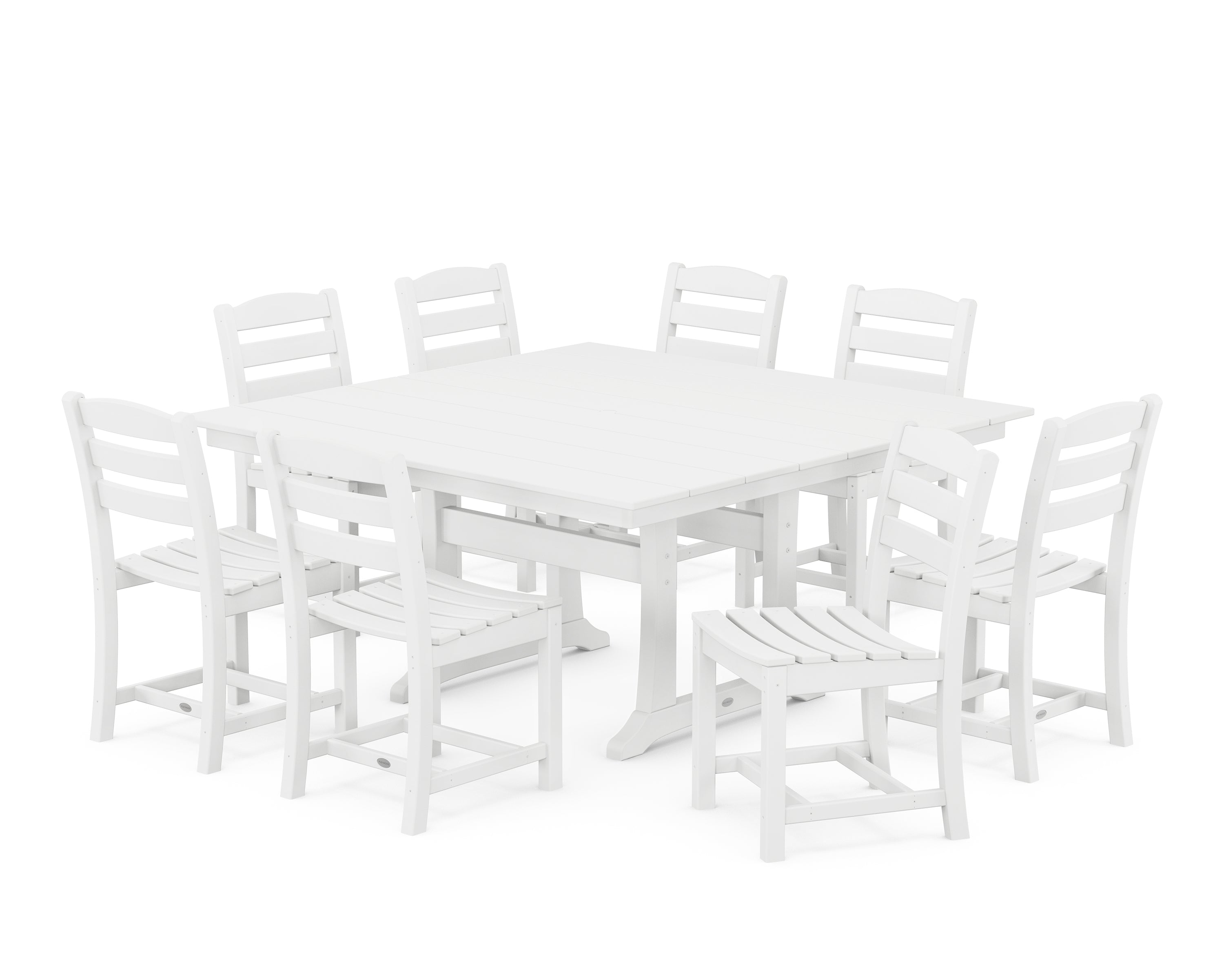 POLYWOOD® La Casa Café 9-Piece Farmhouse Trestle Dining Set in White