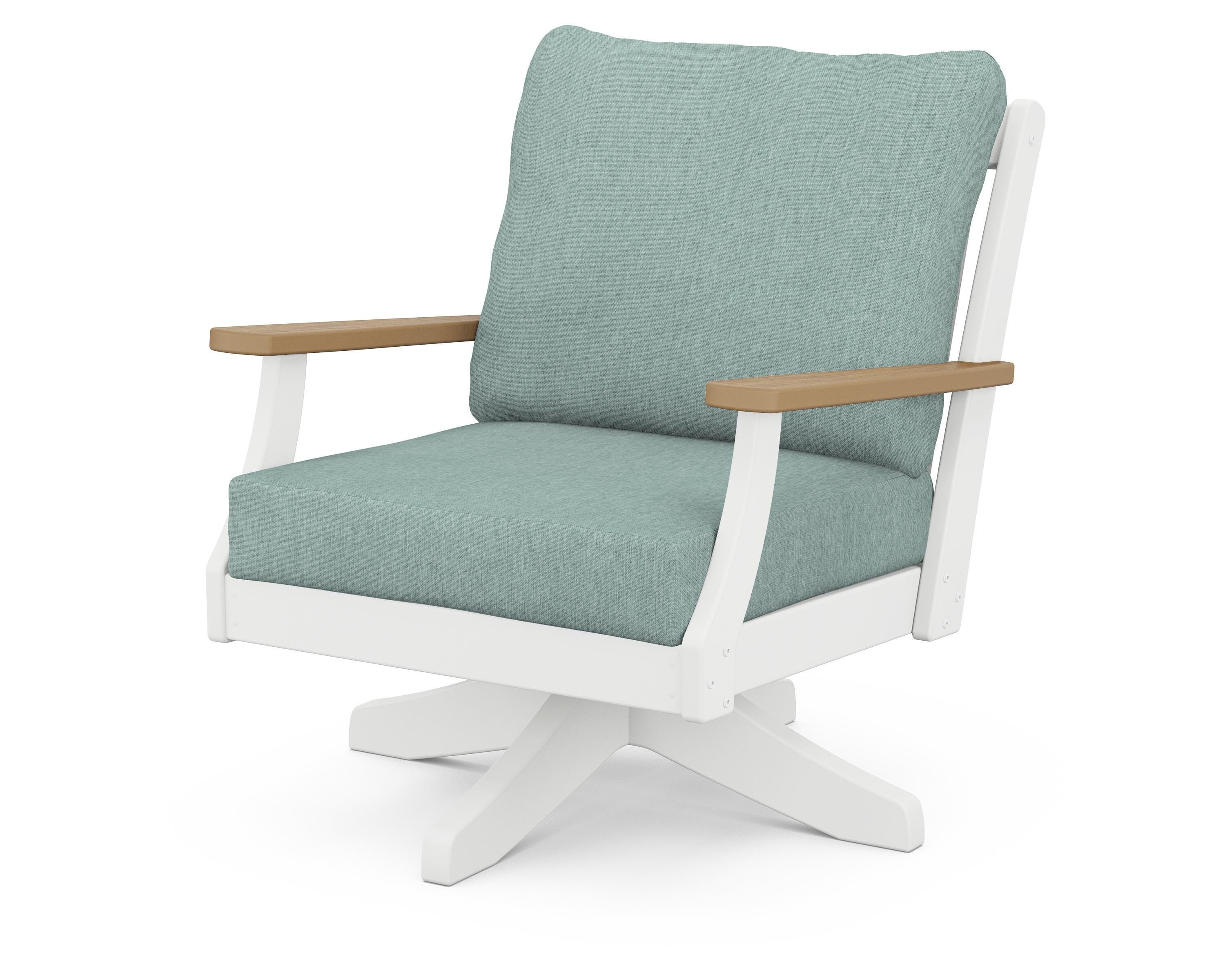 POLYWOOD® Braxton Deep Seating Swivel Chair in White / Natural / Glacier Spa