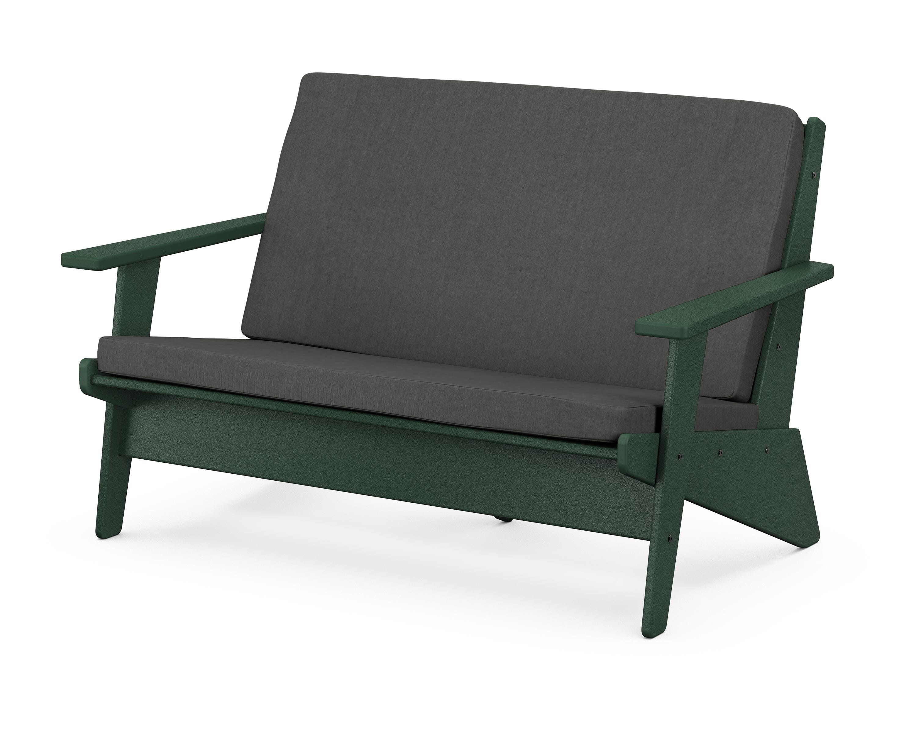 POLYWOOD® Riviera Modern Lounge Loveseat in Green / Spectrum Carbon