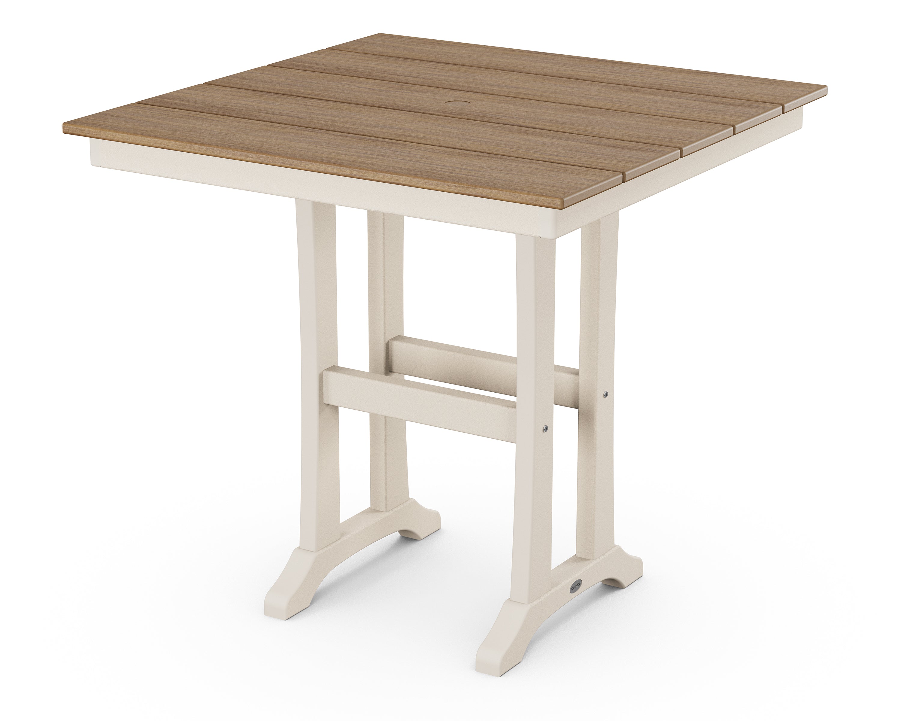 POLYWOOD® Farmhouse Trestle 37" Counter Table in Sand / Natural