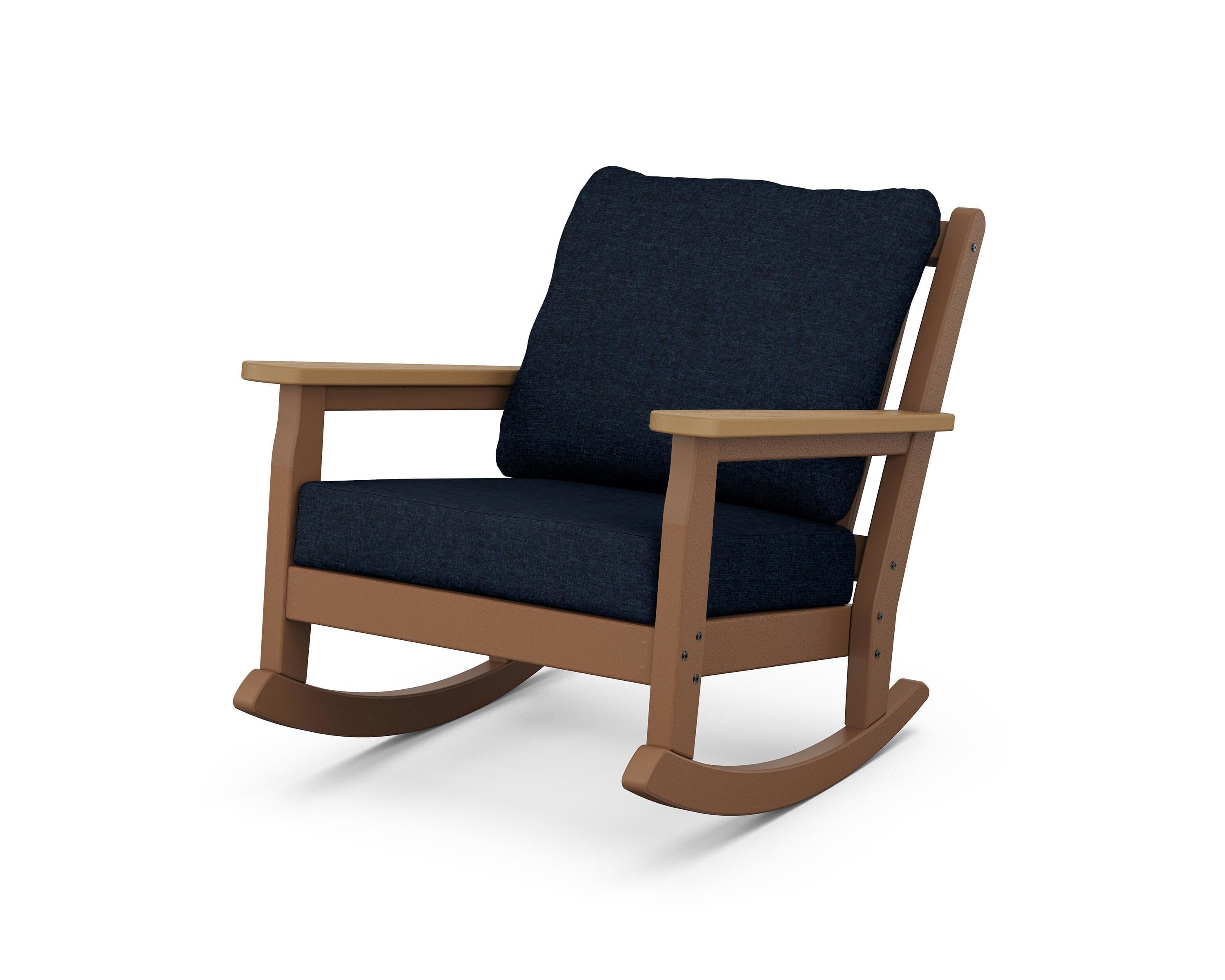 POLYWOOD® Chippendale Deep Seating Rocking Chair in Teak / Natural / Marine Indigo