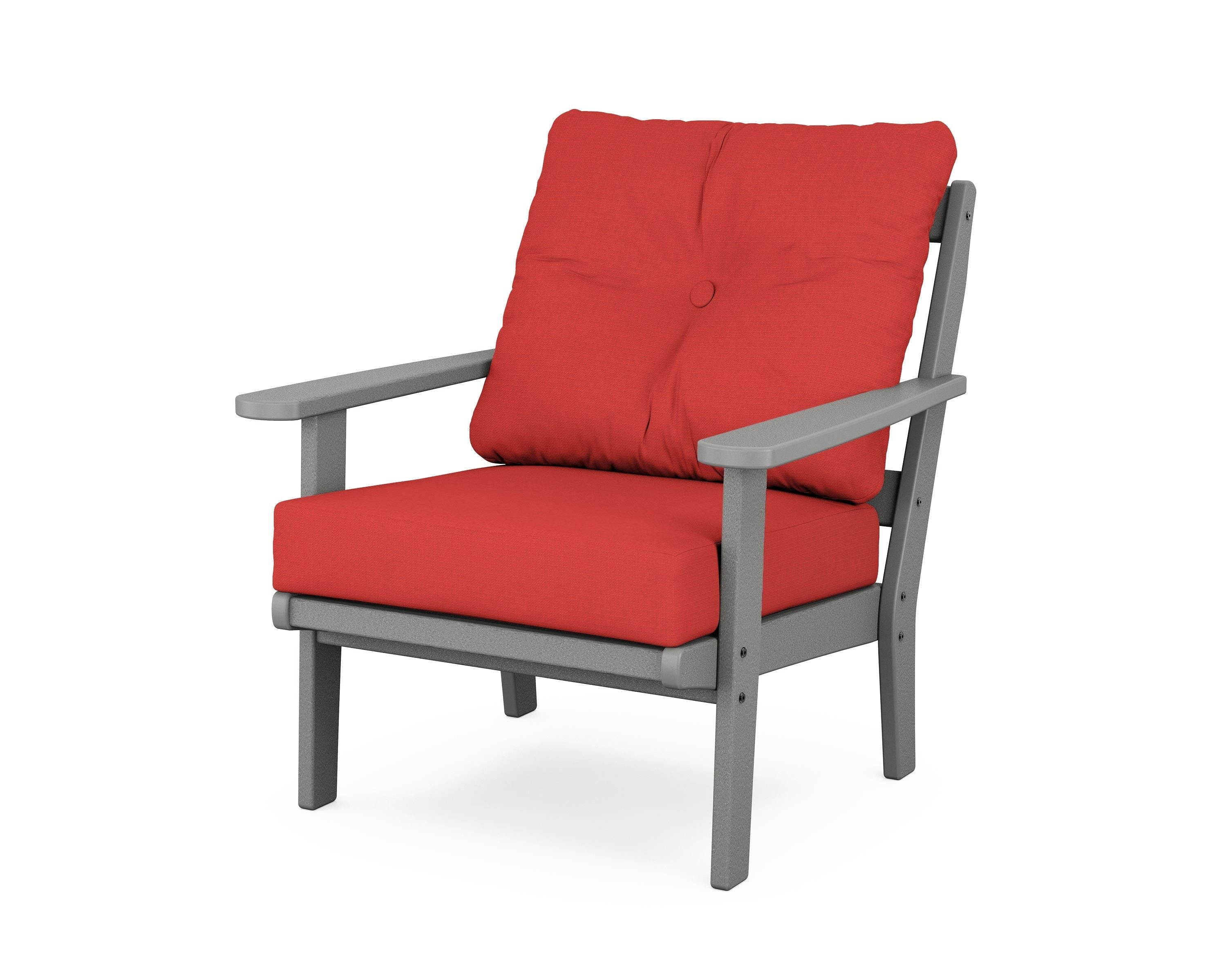 POLYWOOD® Mission Deep Seating Chair in Slate Grey / Crimson Linen