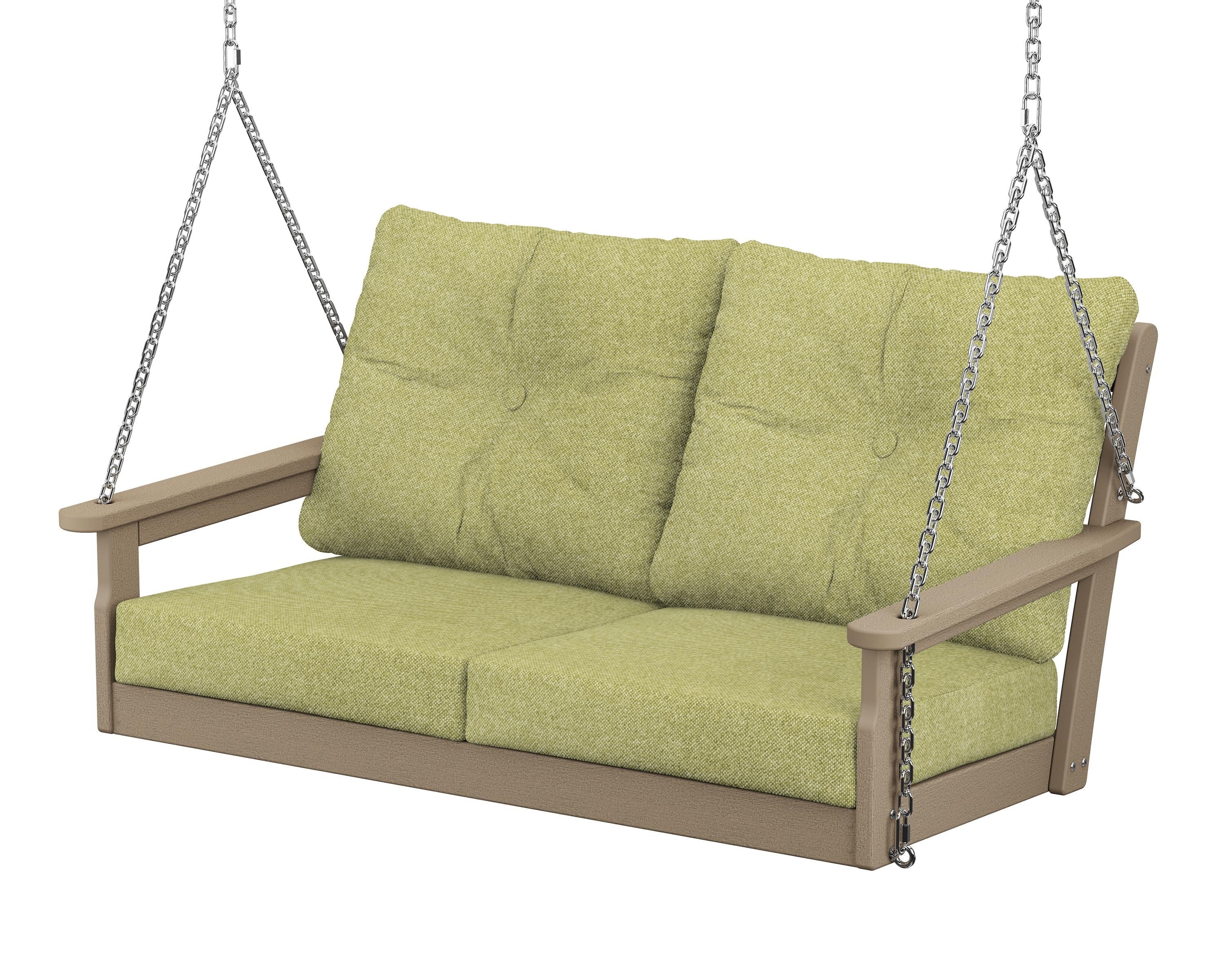 POLYWOOD® Vineyard Deep Seating Swing in Vintage Sahara / Chartreuse Boucle