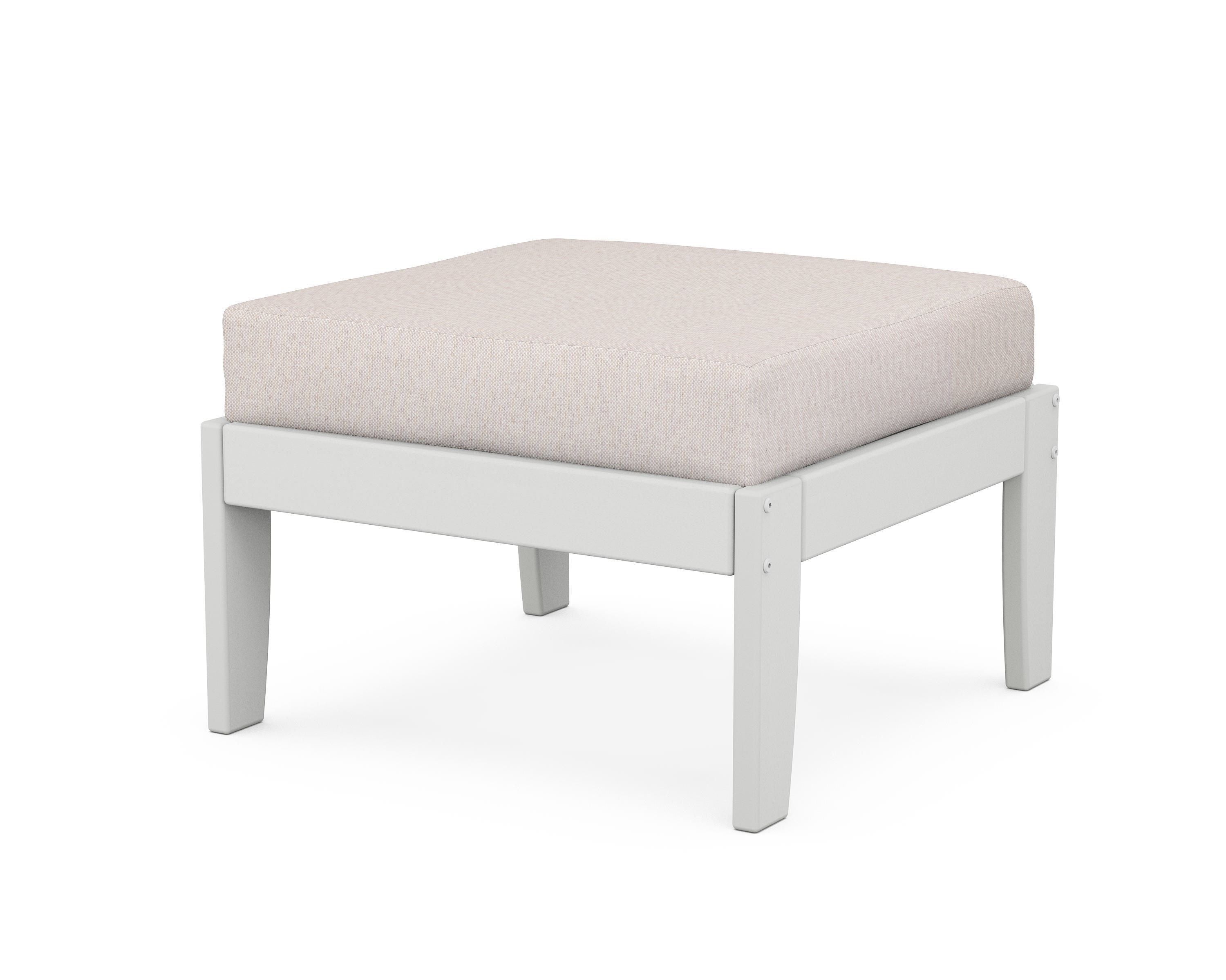 Unbranded Modular Ottoman - Classic in White / Dune Burlap