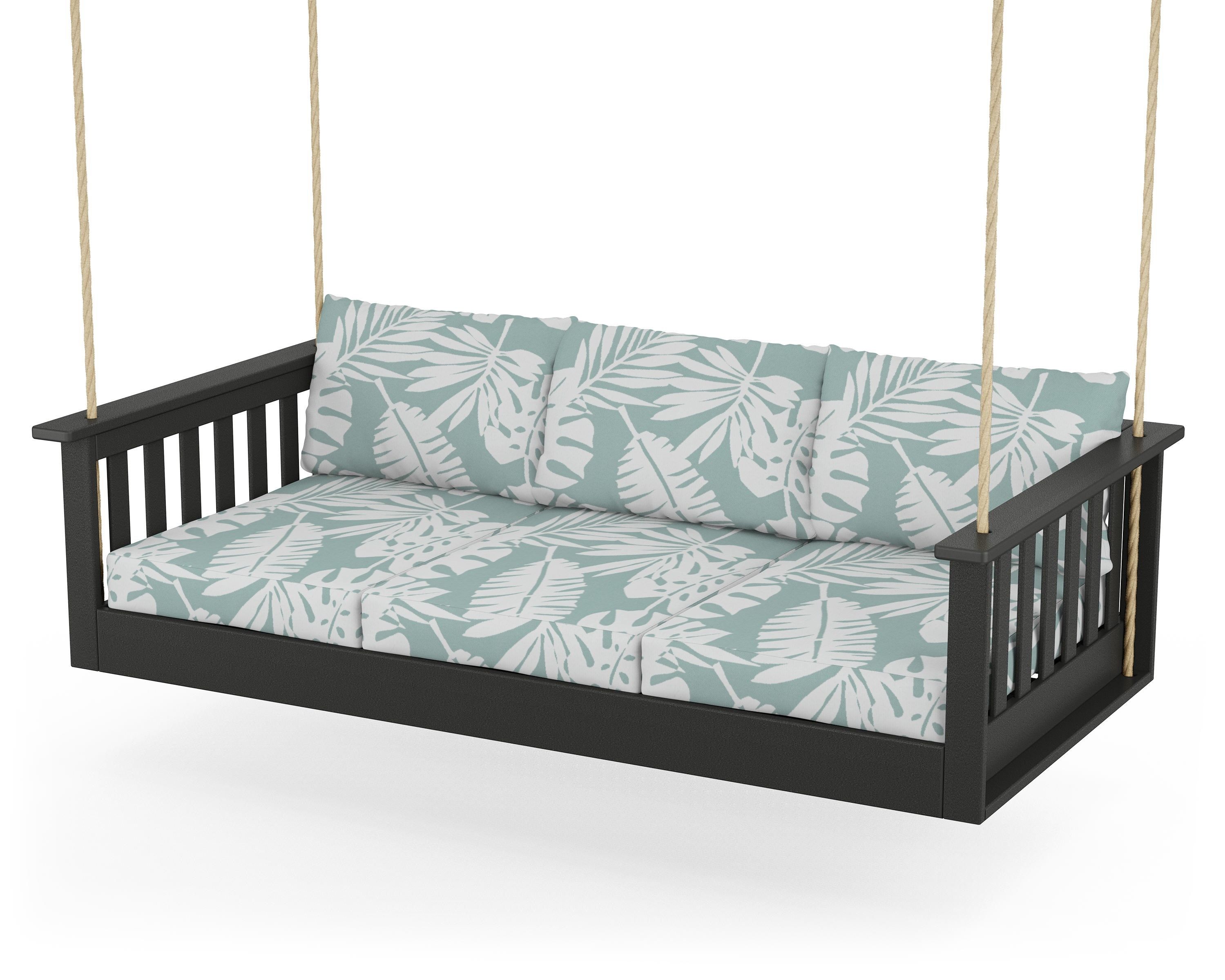POLYWOOD® Vineyard Daybed Swing in Black / Leaf Glacier Spa