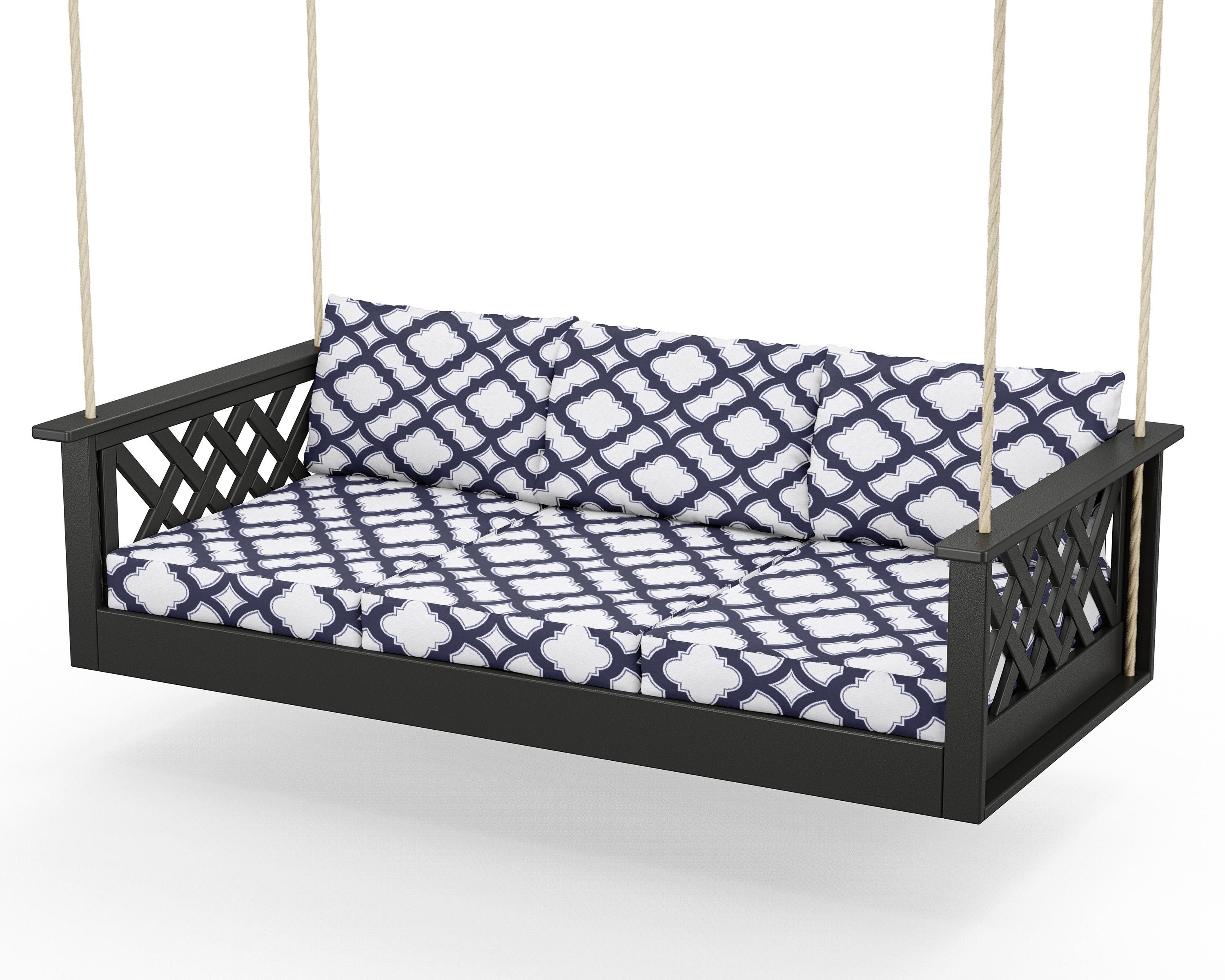 Country Living Wovendale Daybed Swing in Black / Trellis Navy
