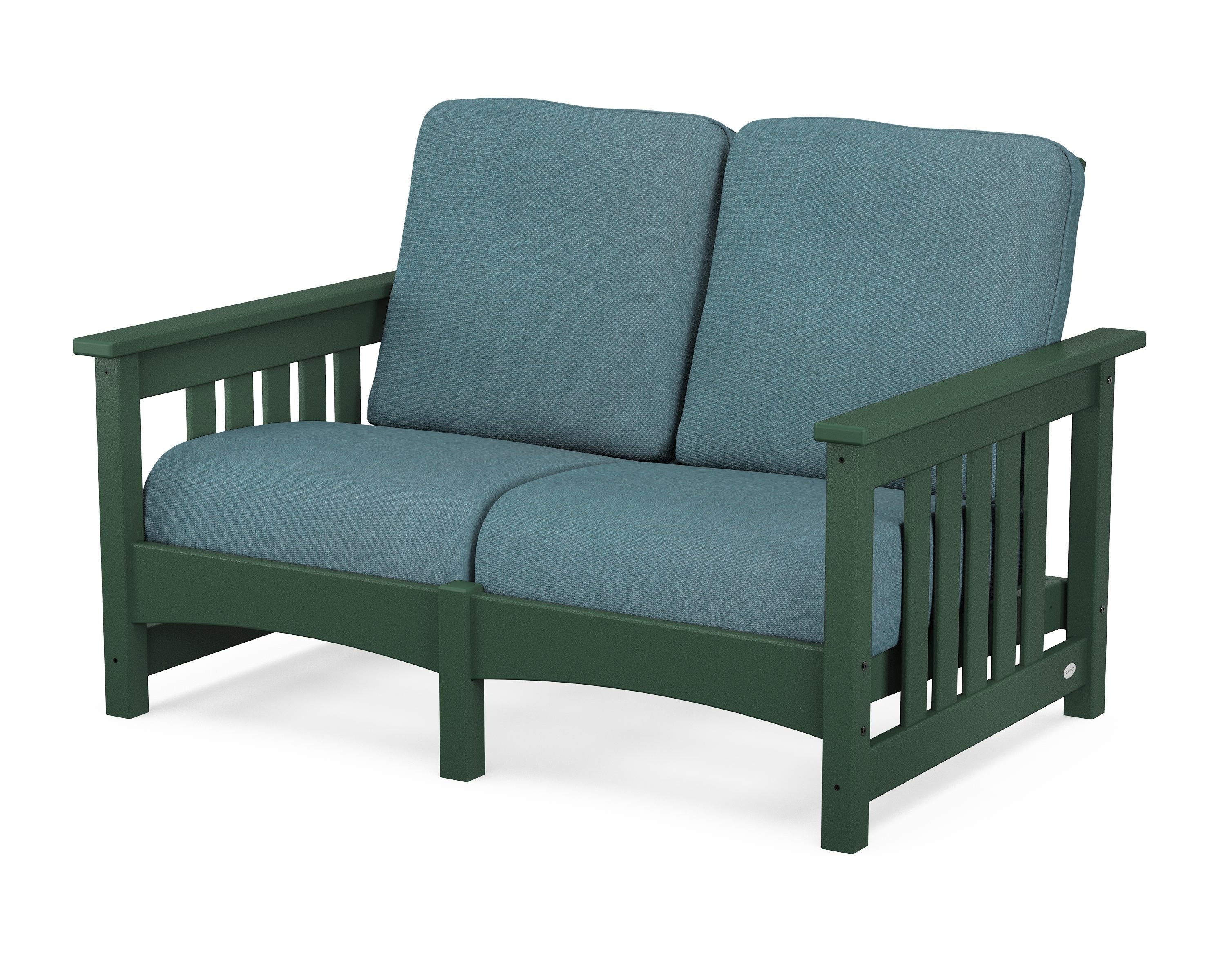 POLYWOOD® Club Mission Loveseat in Green / Ocean Teal