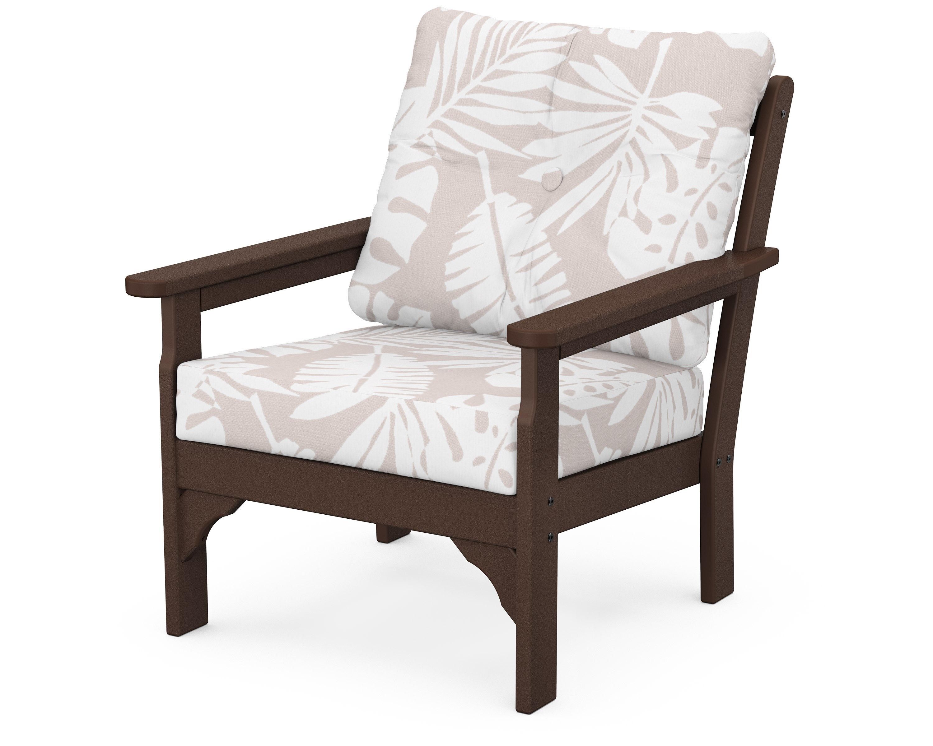 POLYWOOD® Vineyard Deep Seating Chair in Mahogany / Leaf Dune Burlap
