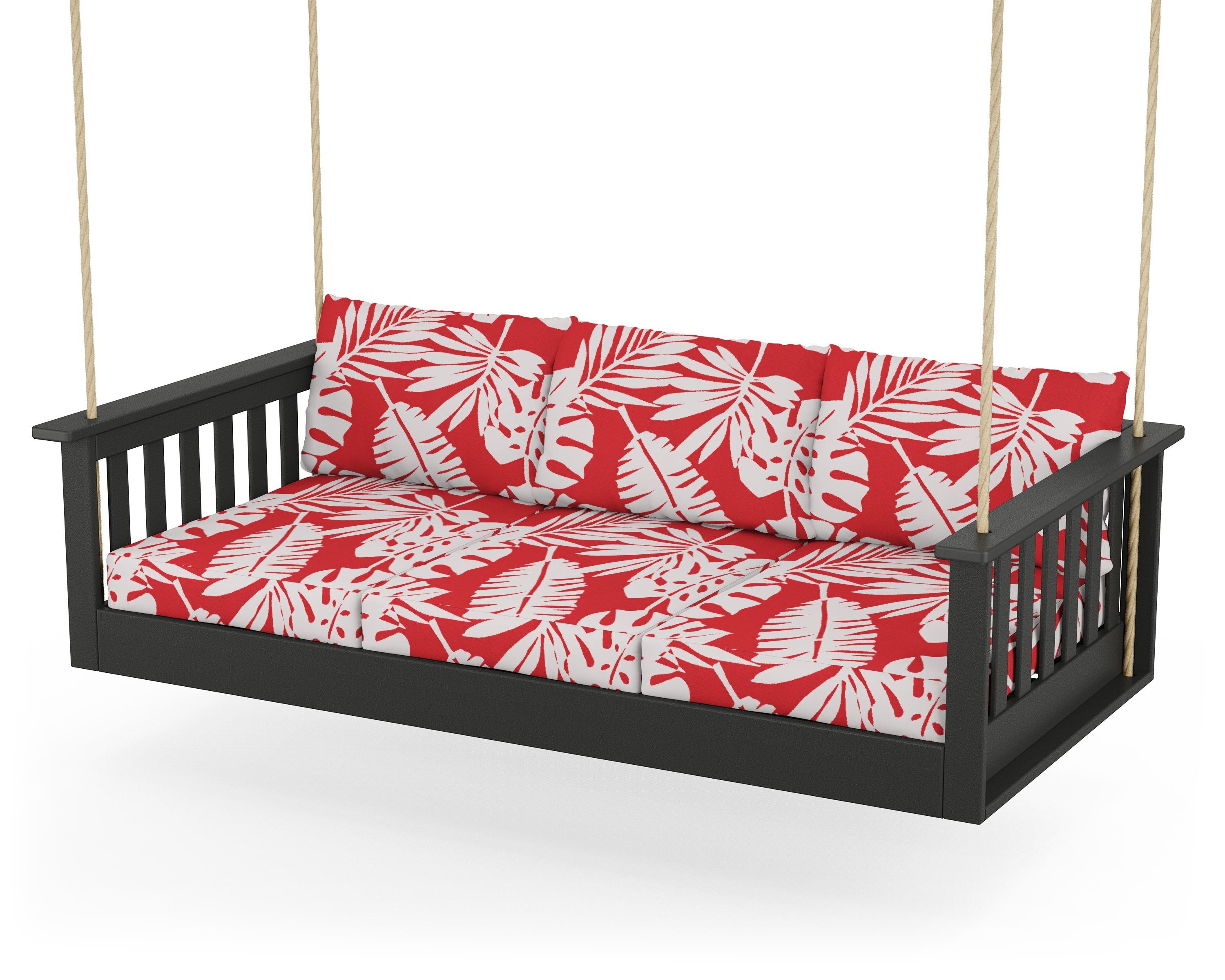 POLYWOOD® Vineyard Daybed Swing in Black / Leaf Crimson