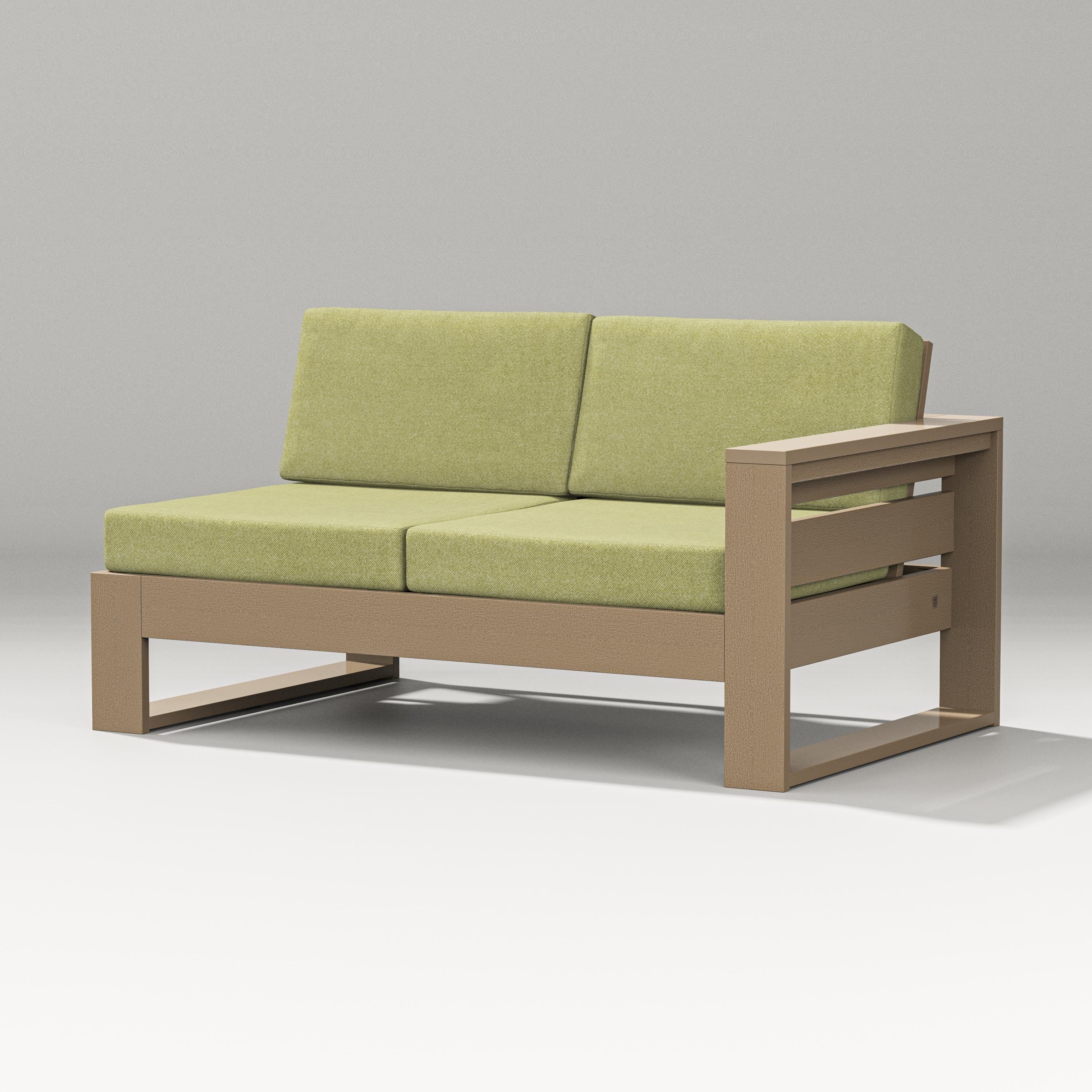 PW Designer Series Latitude Modular Right Arm Loveseat in Vintage Sahara / Chartreuse Boucle