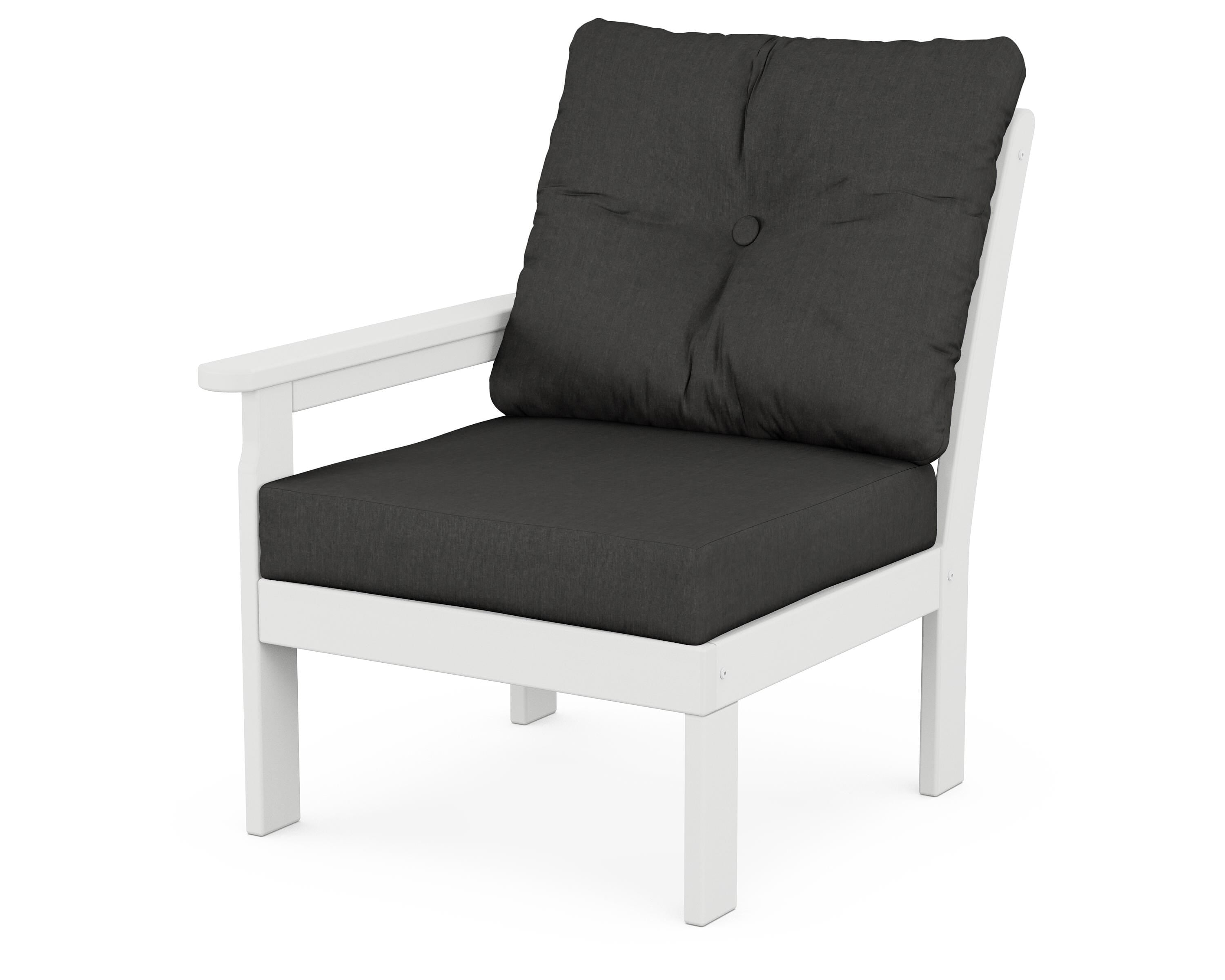 POLYWOOD® Vineyard Modular Left Arm Chair in White / Spectrum Carbon