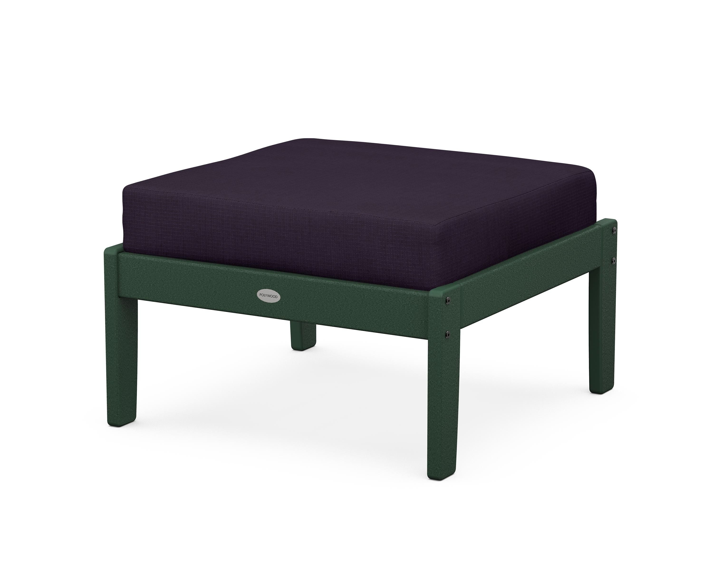 POLYWOOD® Braxton Deep Seating Ottoman in Green / Navy Linen
