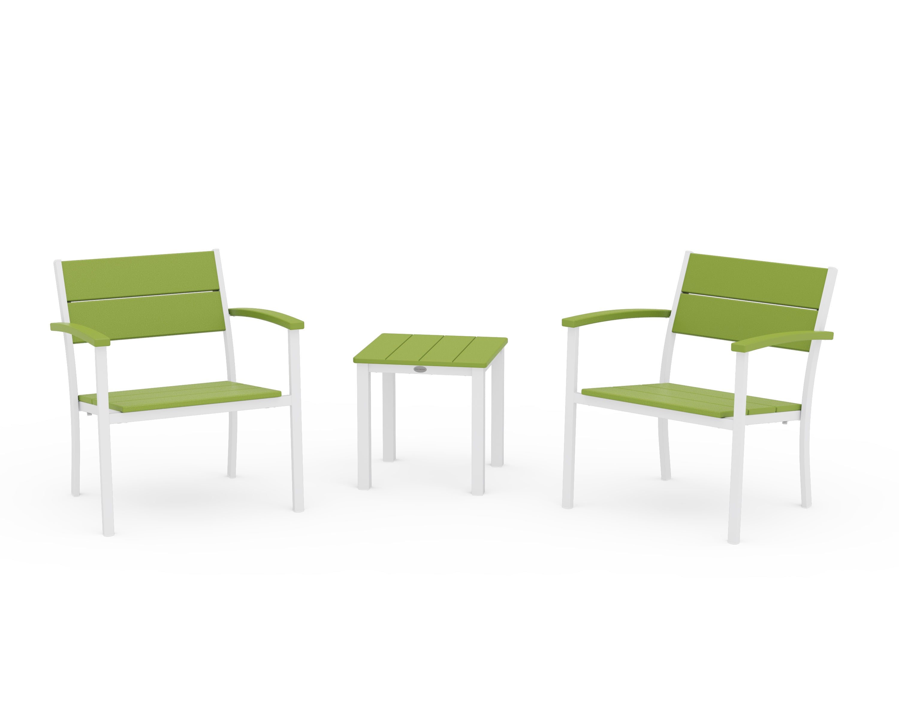 POLYWOOD® Main Street 3-Piece Lounge Chair Set in White / Lime