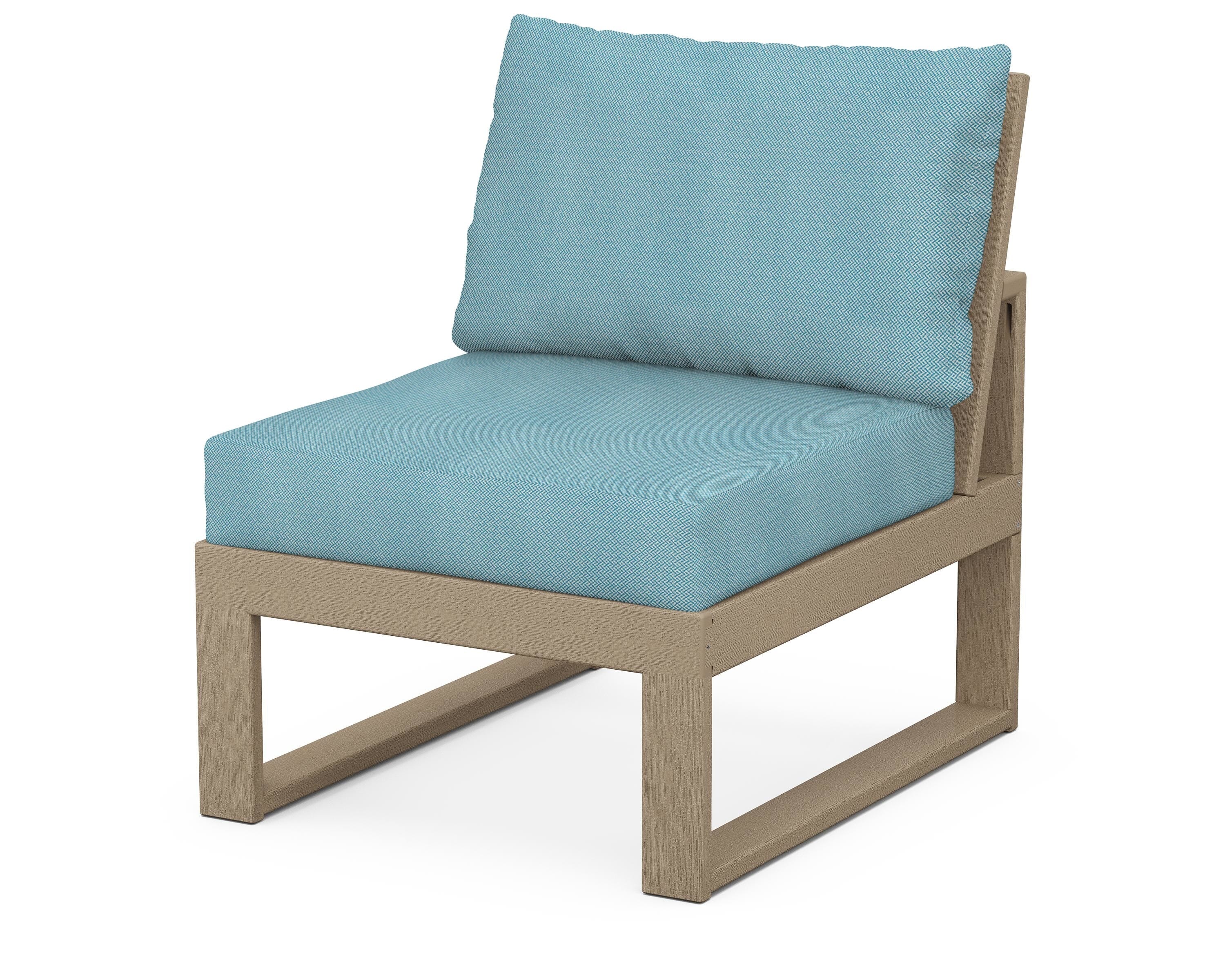 Unbranded Modular Armless Chair in Vintage Sahara / Lattice Sky Blue