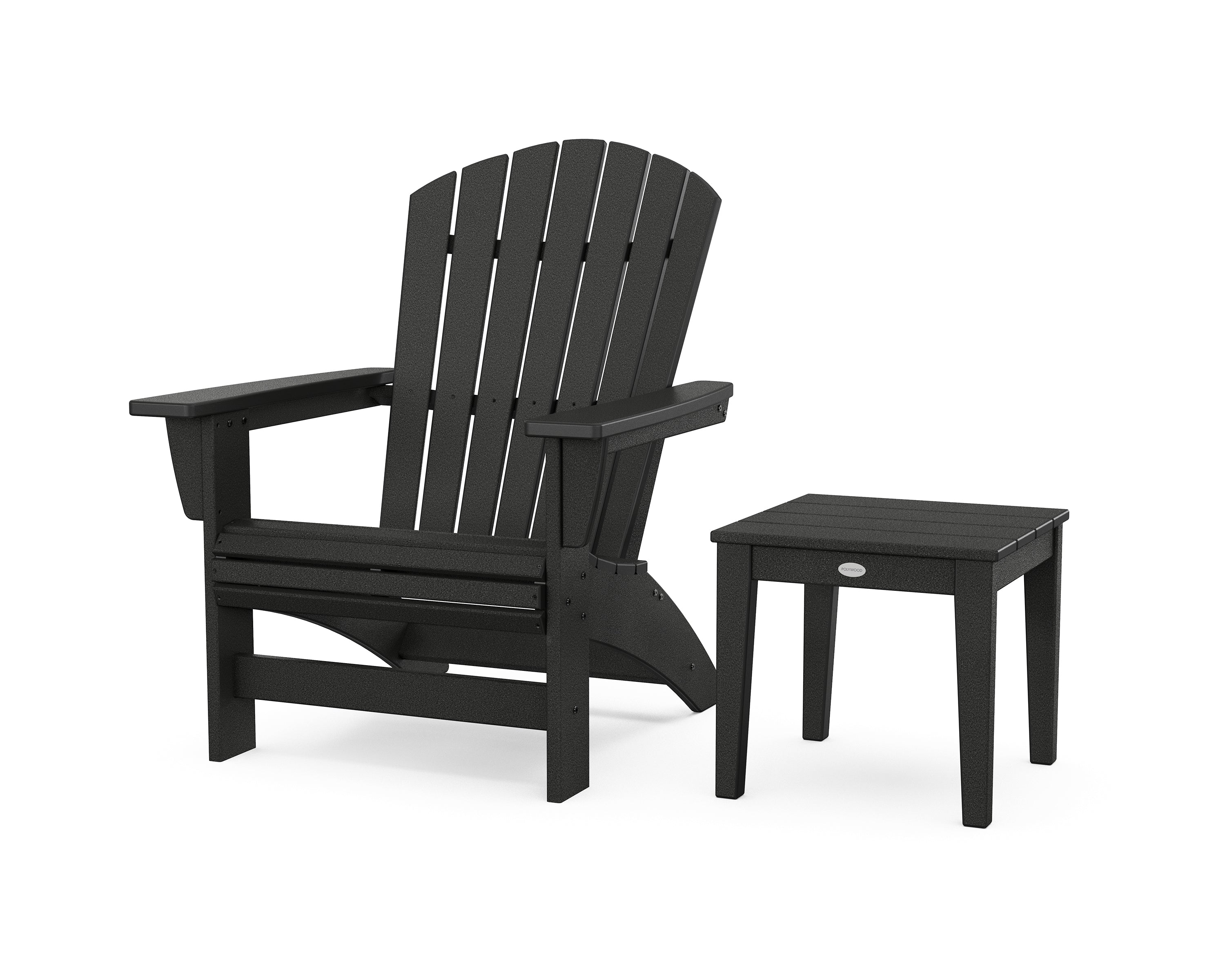 POLYWOOD® Nautical Grand Adirondack Chair with Side Table in Black