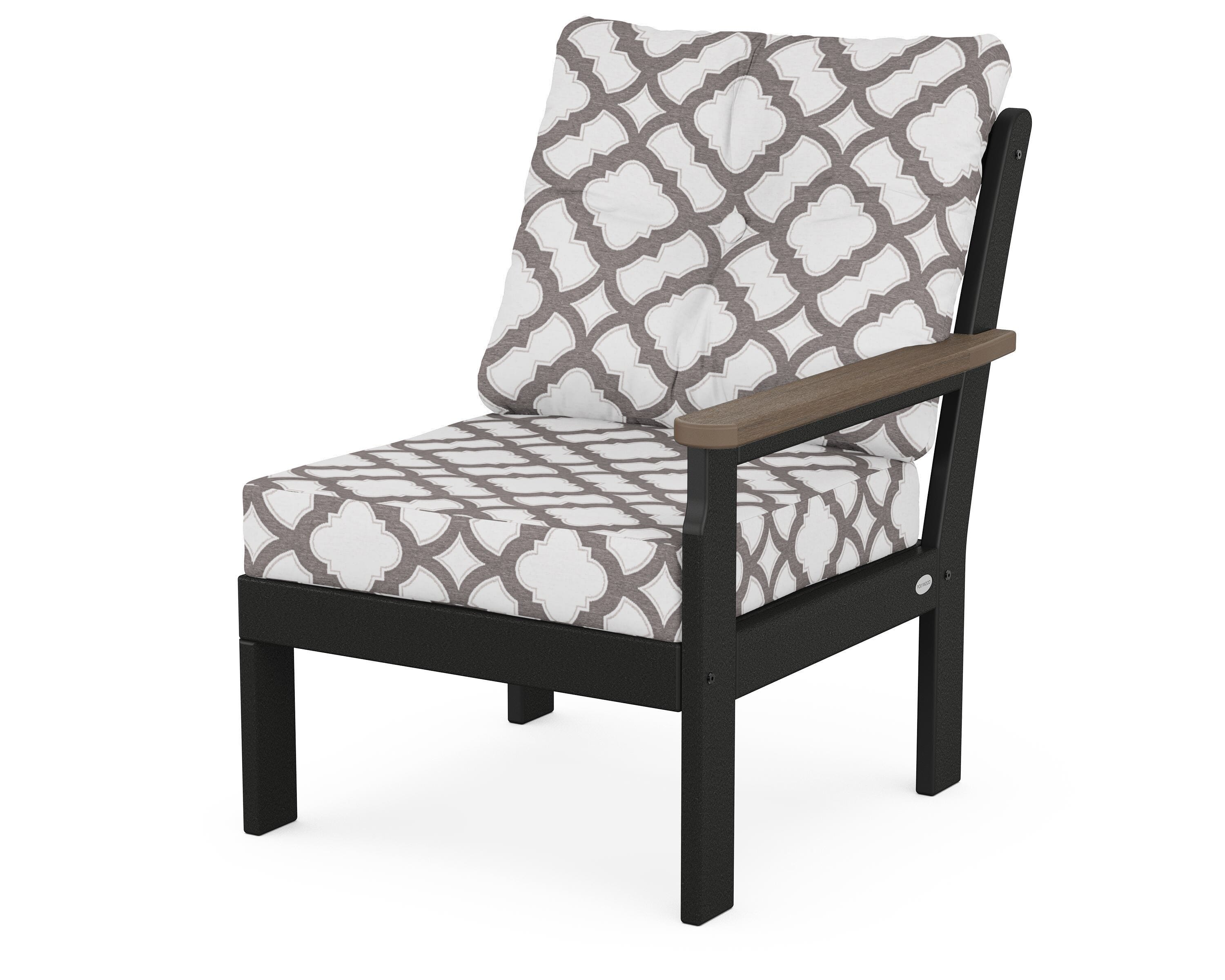 POLYWOOD® Vineyard Modular Right Arm Chair in Black / Kona / Trellis Grey Mist
